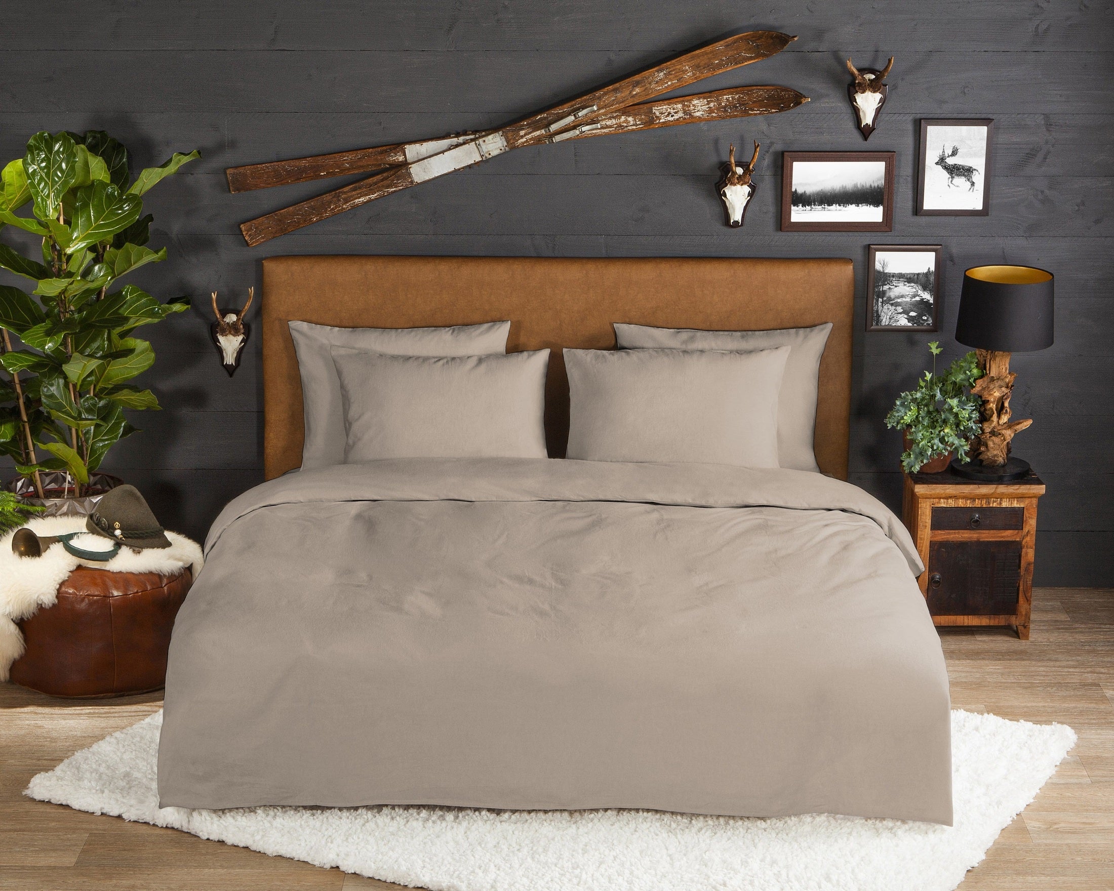 Good Morning Housse de Couette Flanelle Unie - Sable