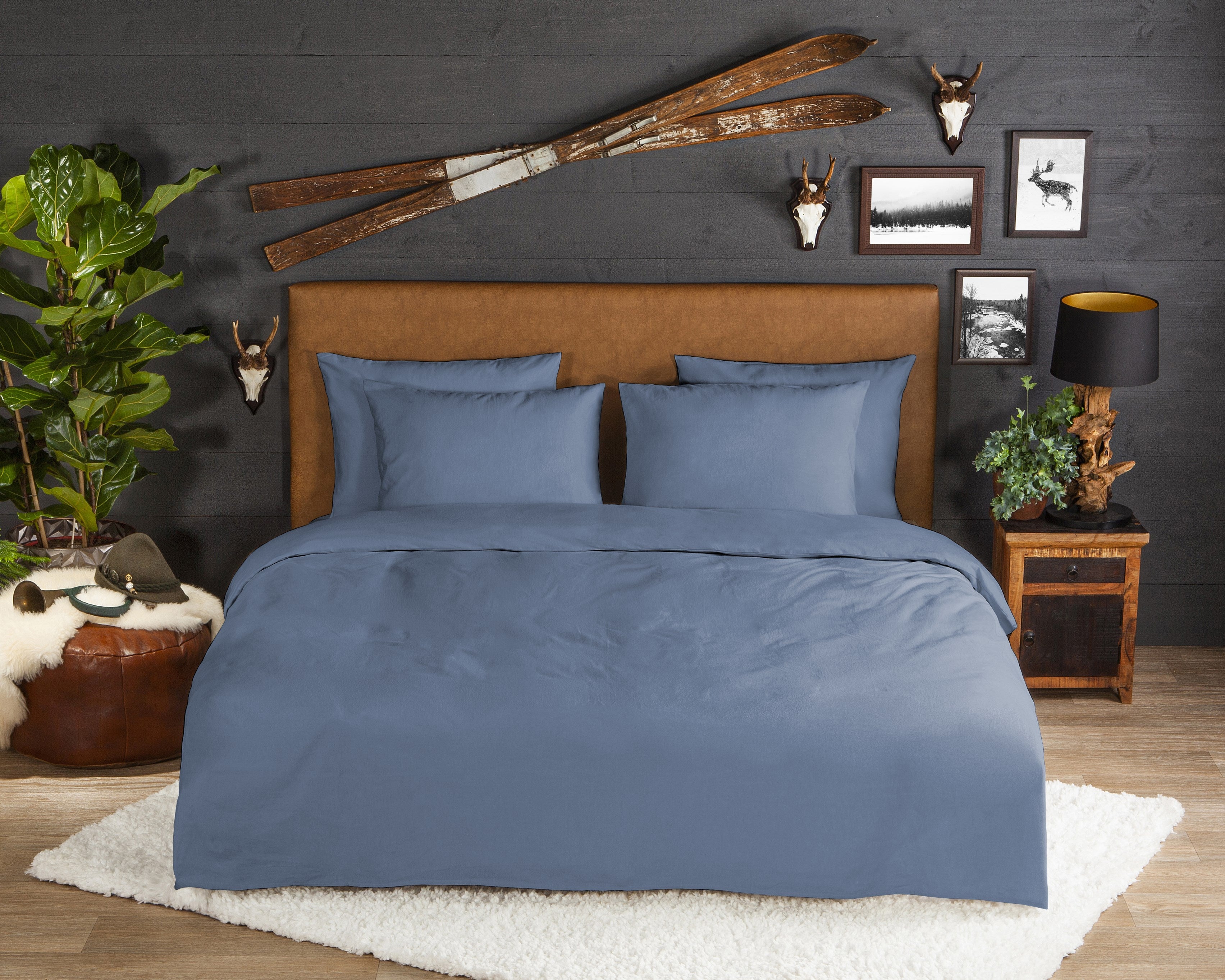 Guten Morgen Bettwäsche Flanell Uni - Blau
