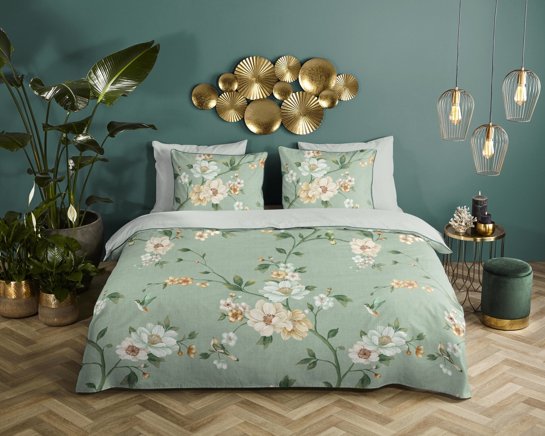 Descanso Housse de couette en satin Sizena - Vert