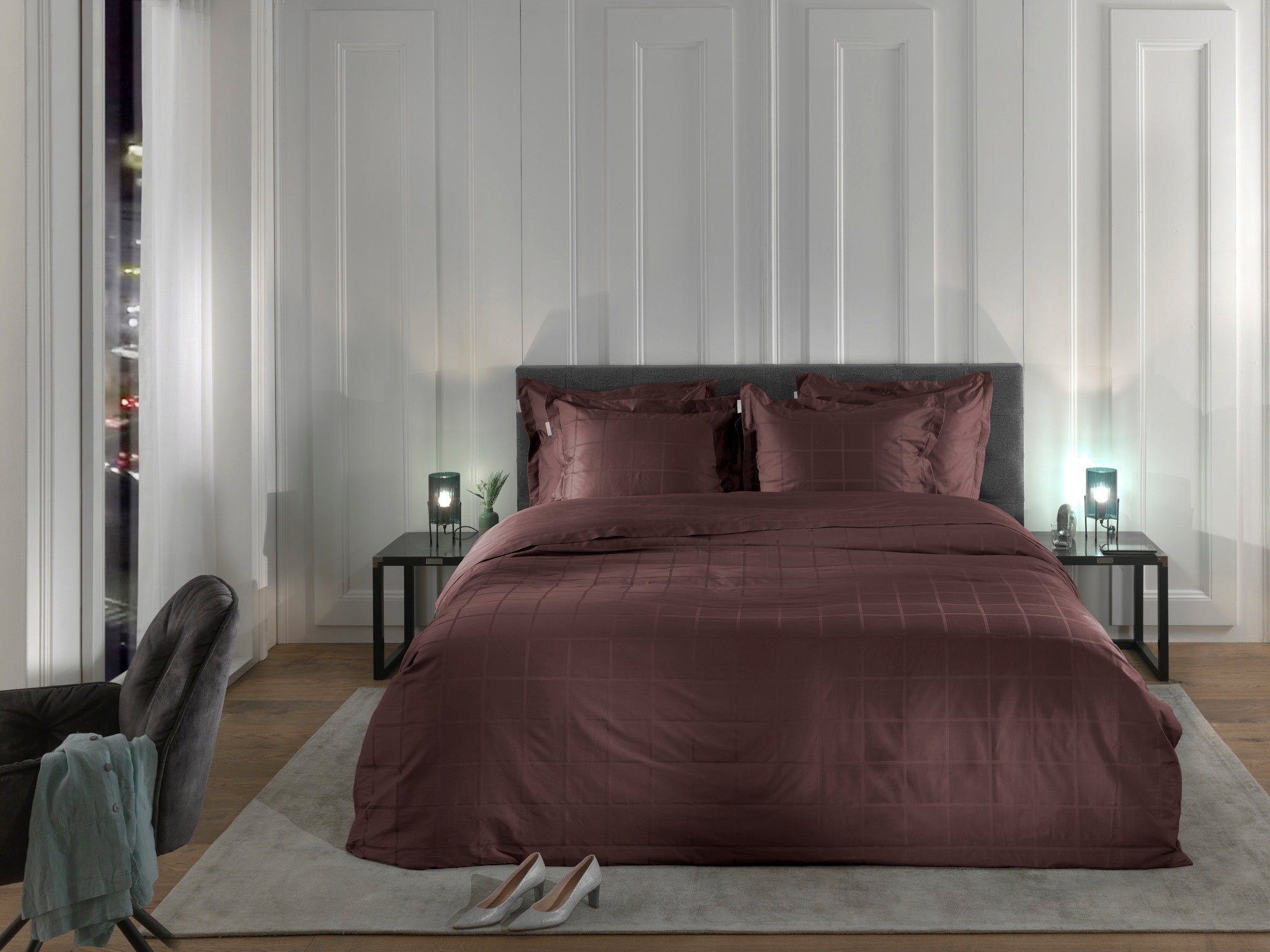 Heckettlane dekbedovertrek Diamante Marsala Brown katoen-satijn