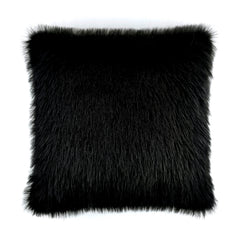 Heckettlane Coussin décoratif Fausse fourrure Perle Black is Black