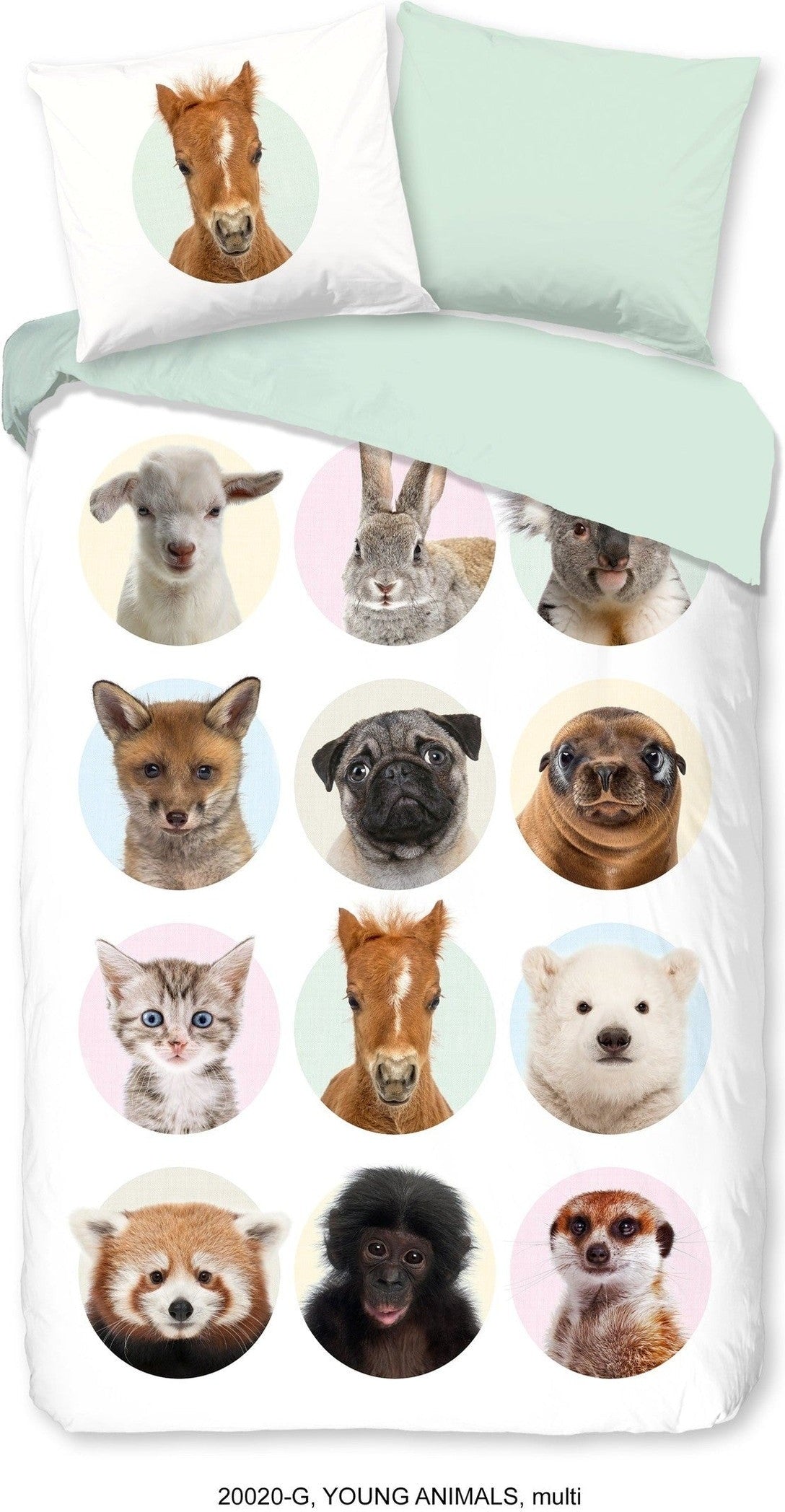 Good Morning Housse de Couette Coton Jeunes Animaux Multi