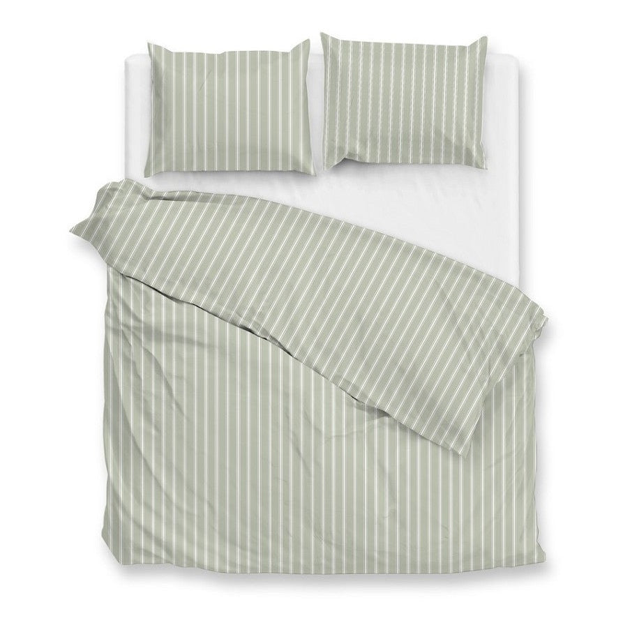 Zo Home Housse de Couette Percale Righe di Percalle Vert Fumé
