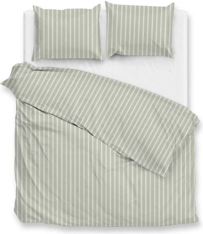 Zo Home Housse de Couette Percale Righe di Percalle Vert Fumé