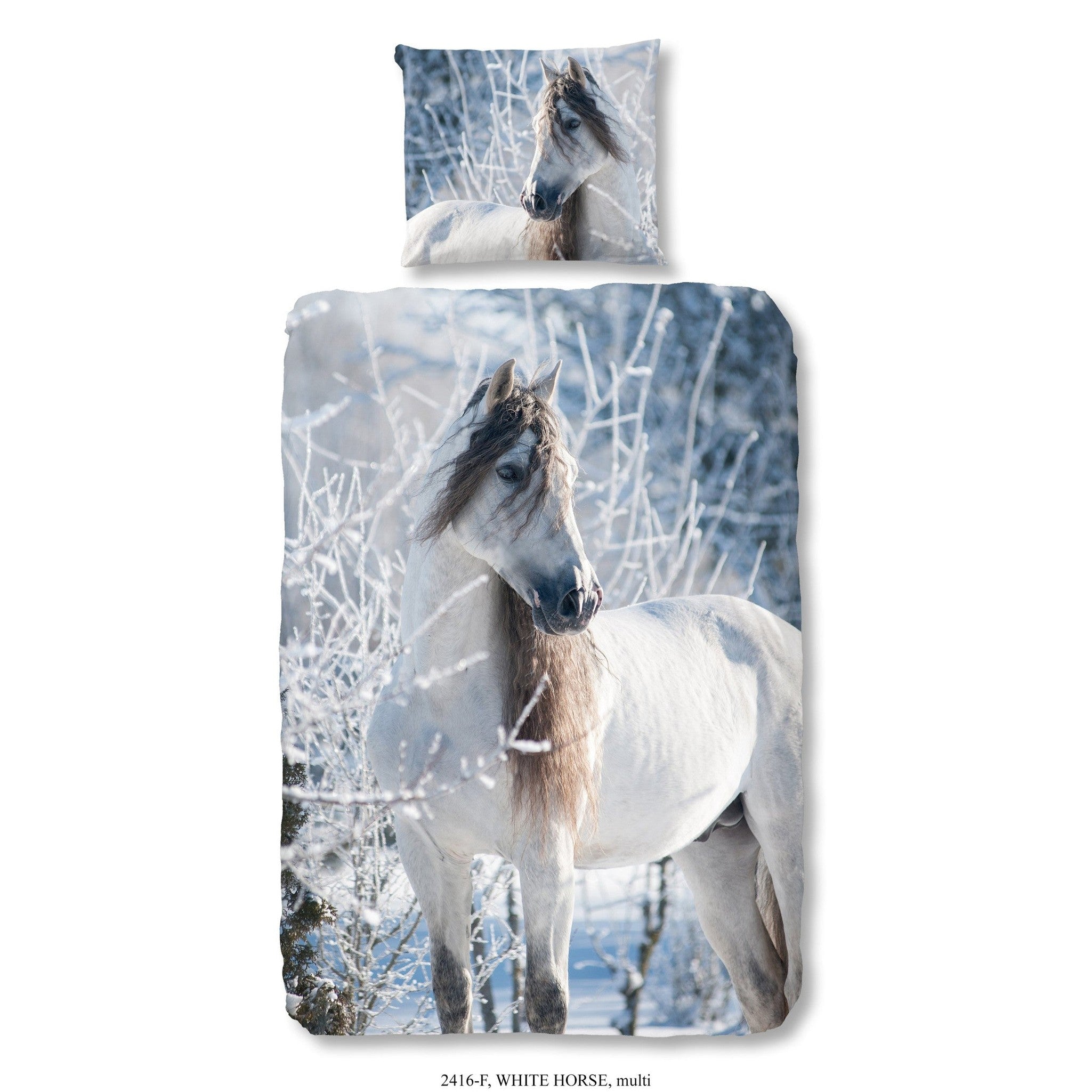 Good Morning Housse de couette Flanelle Cheval Blanc Multi