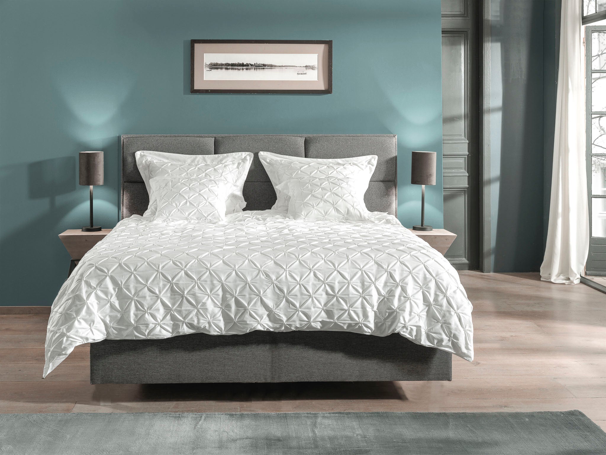 Yellow dekbedovertrek Como 4 White katoen percale