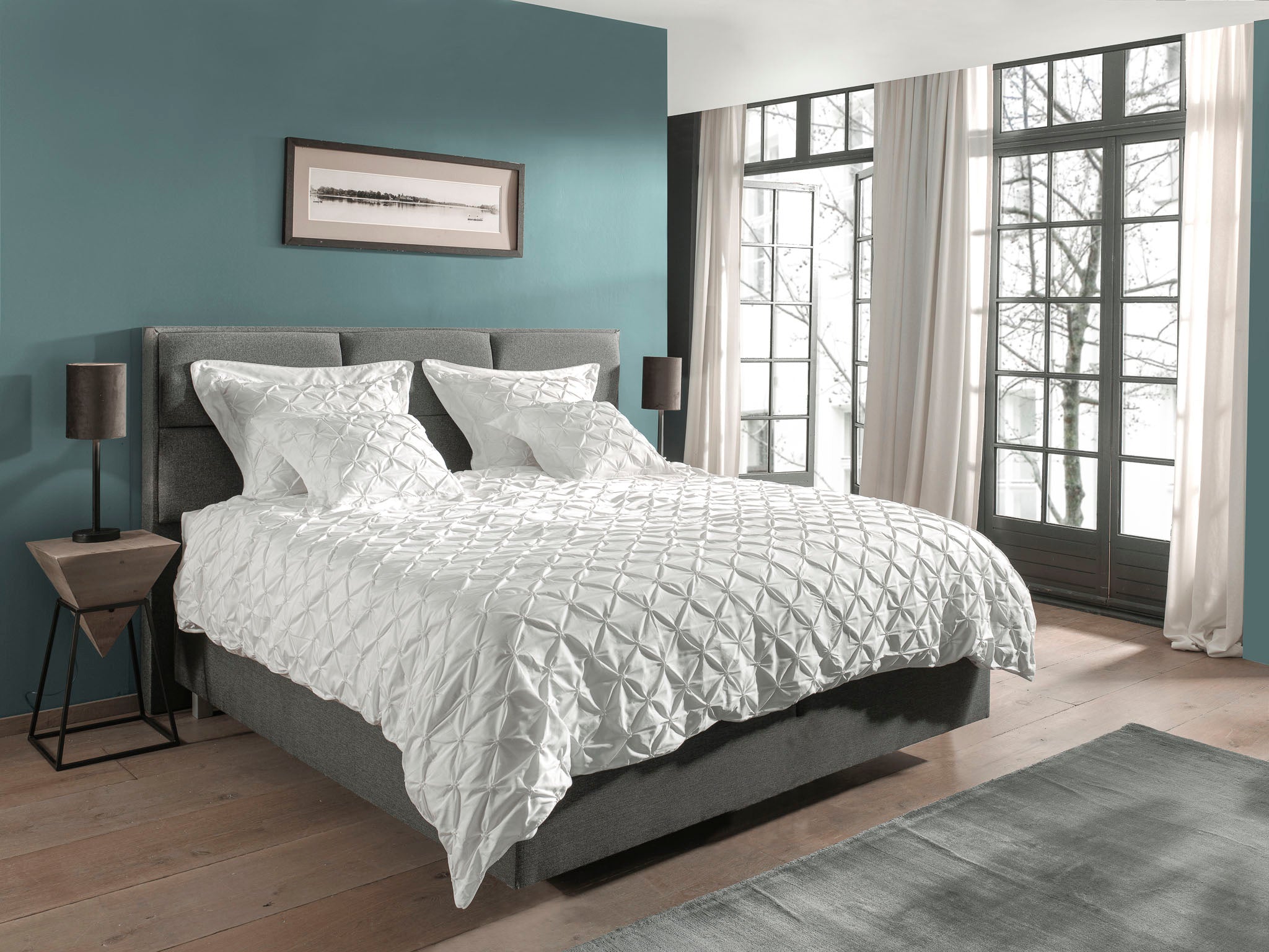 Yellow dekbedovertrek Como 4 White katoen percale