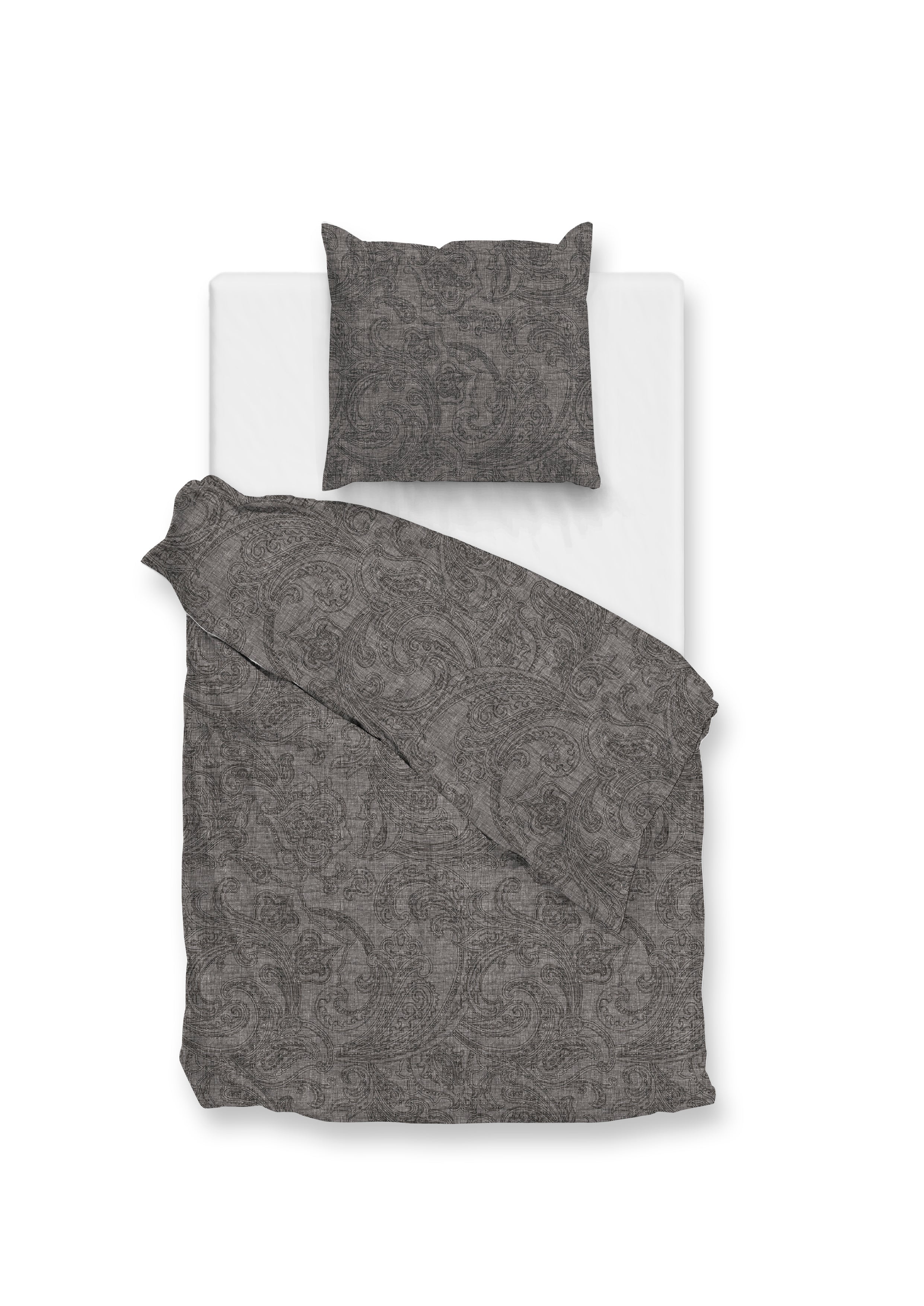Zo Home dekbedovertrek Paisley Di Lino Dark Grey katoen