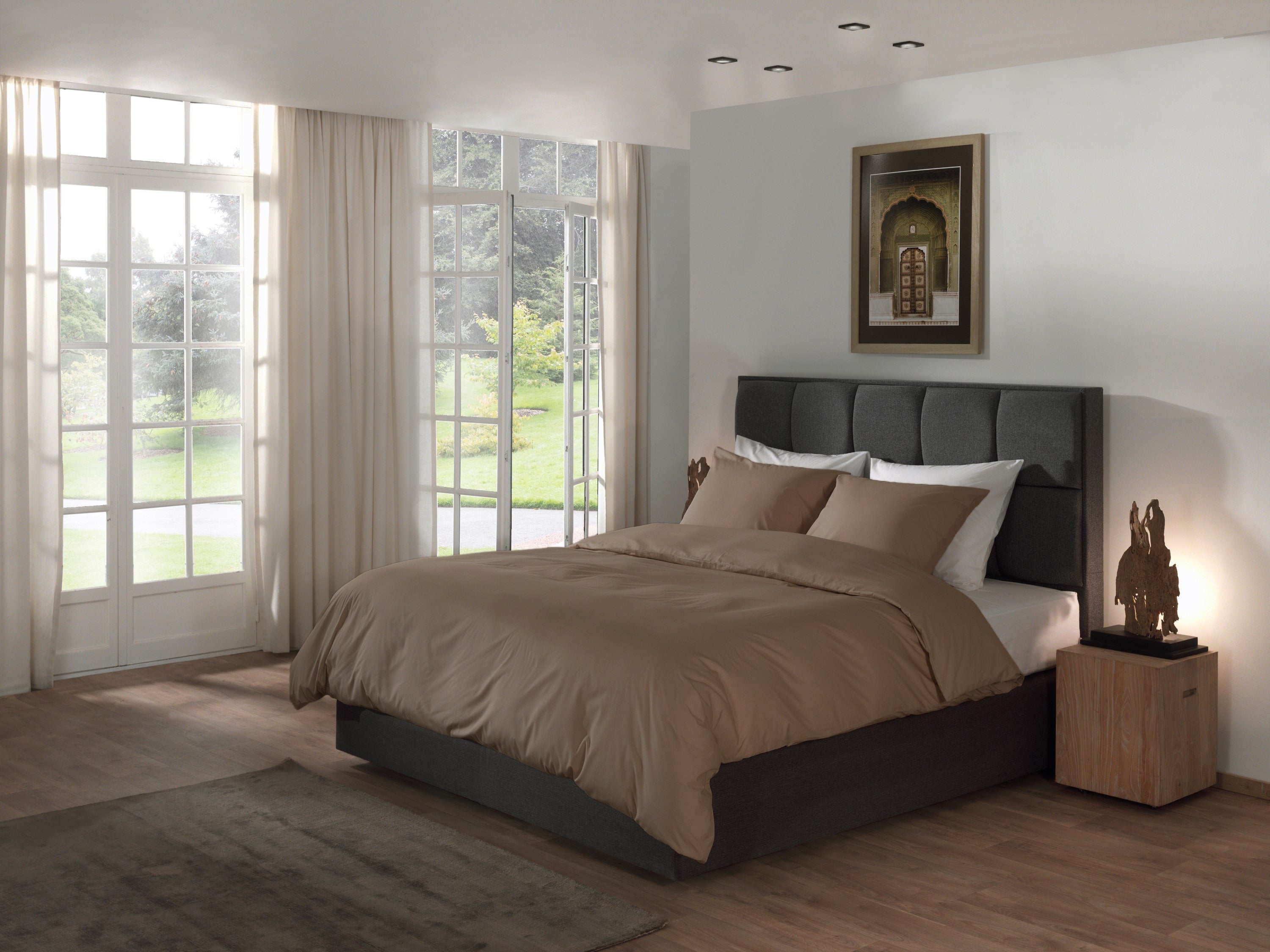 Yellow dekbedovertrek Suite Mumbai Plaza taupe katoen percale