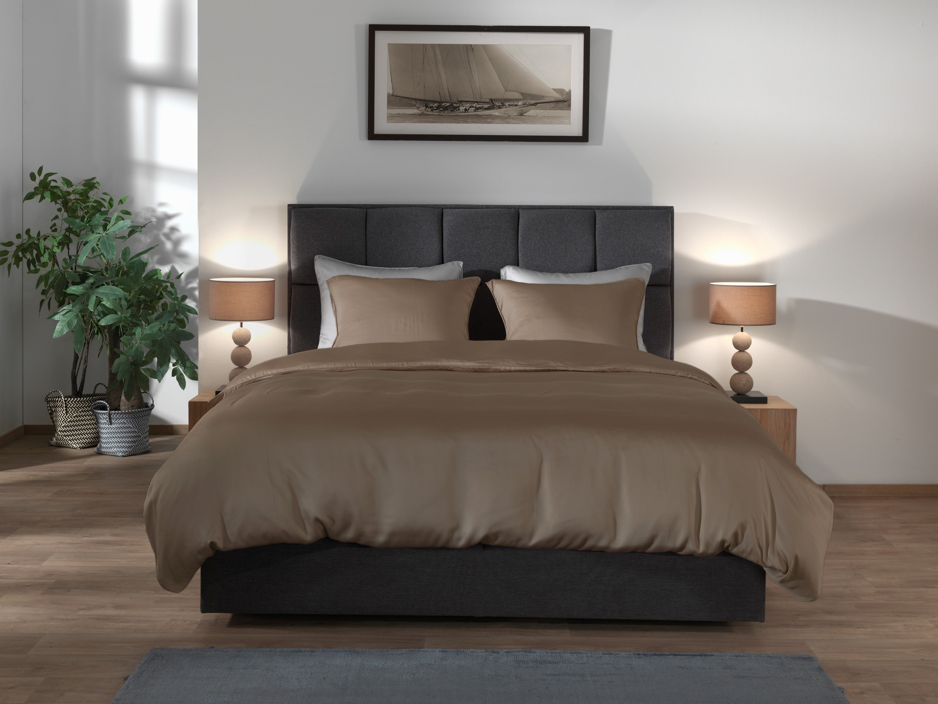 Yellow dekbedovertrek Suite New York Plaza taupe lyocell