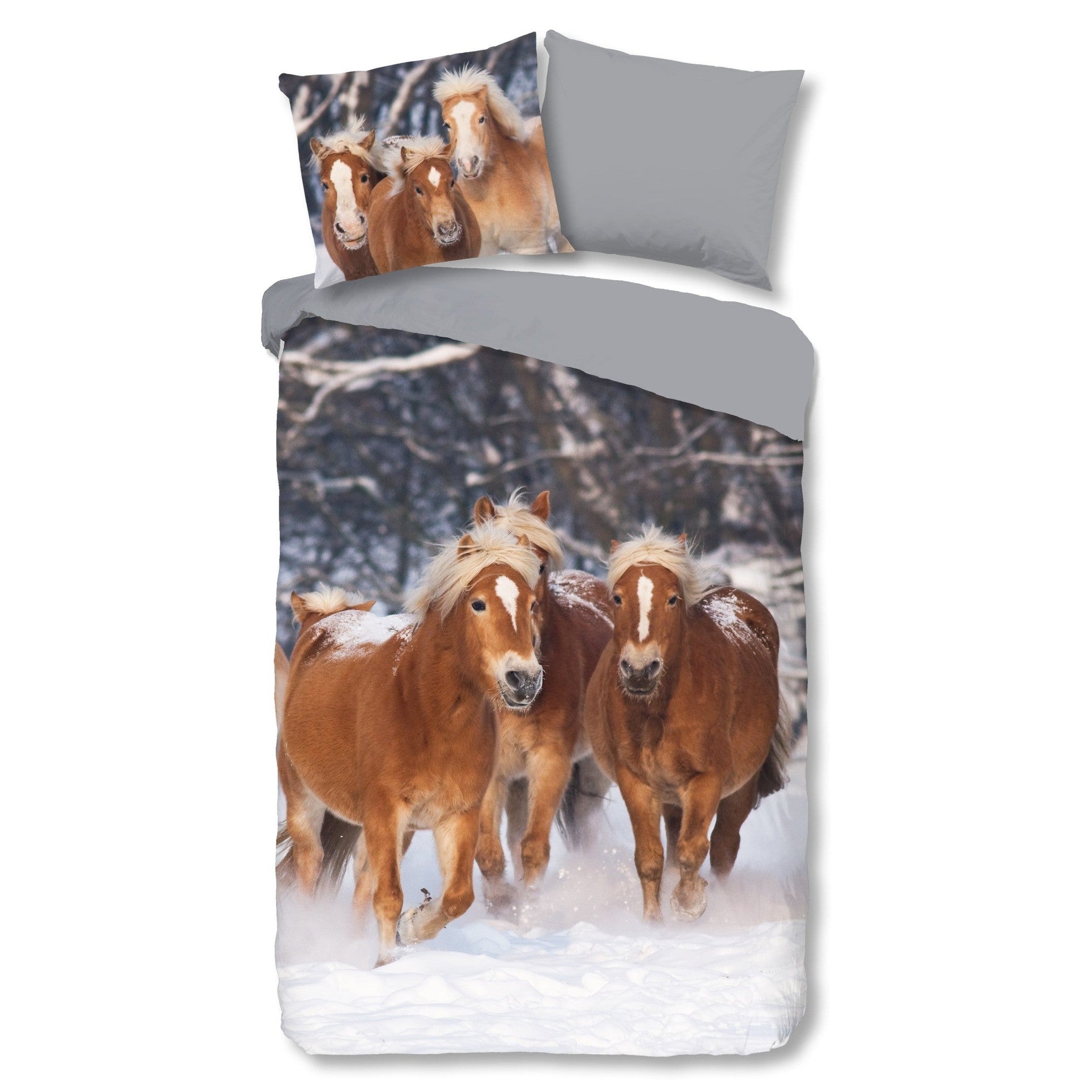 Good Morning Housse de couette Flanelle Happy Horses Multi