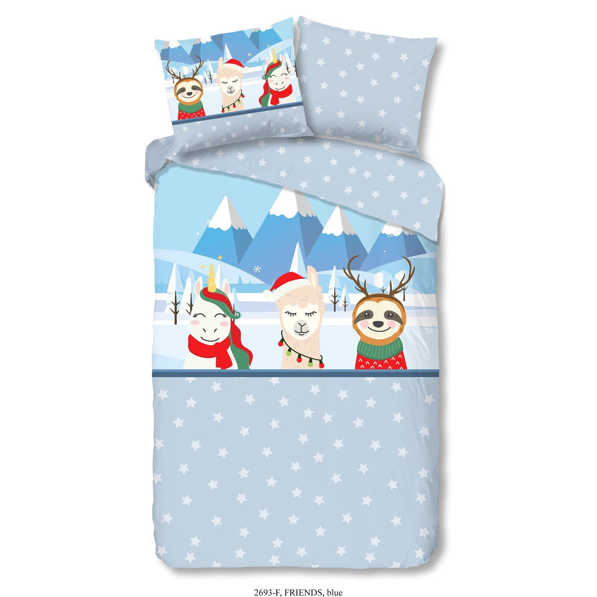 Good Morning Housse de Couette Flanelle Amis Bleu