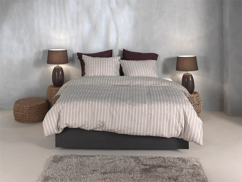Zo Home Housse de couette Percale Righe di Percalle Taupe Clair