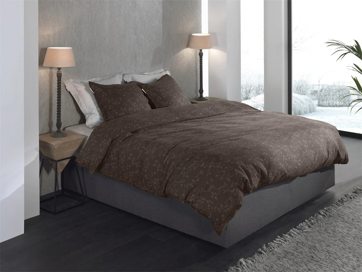 Heckettlane Dekbedovertrek Flanel Alloro Coffee Quartz