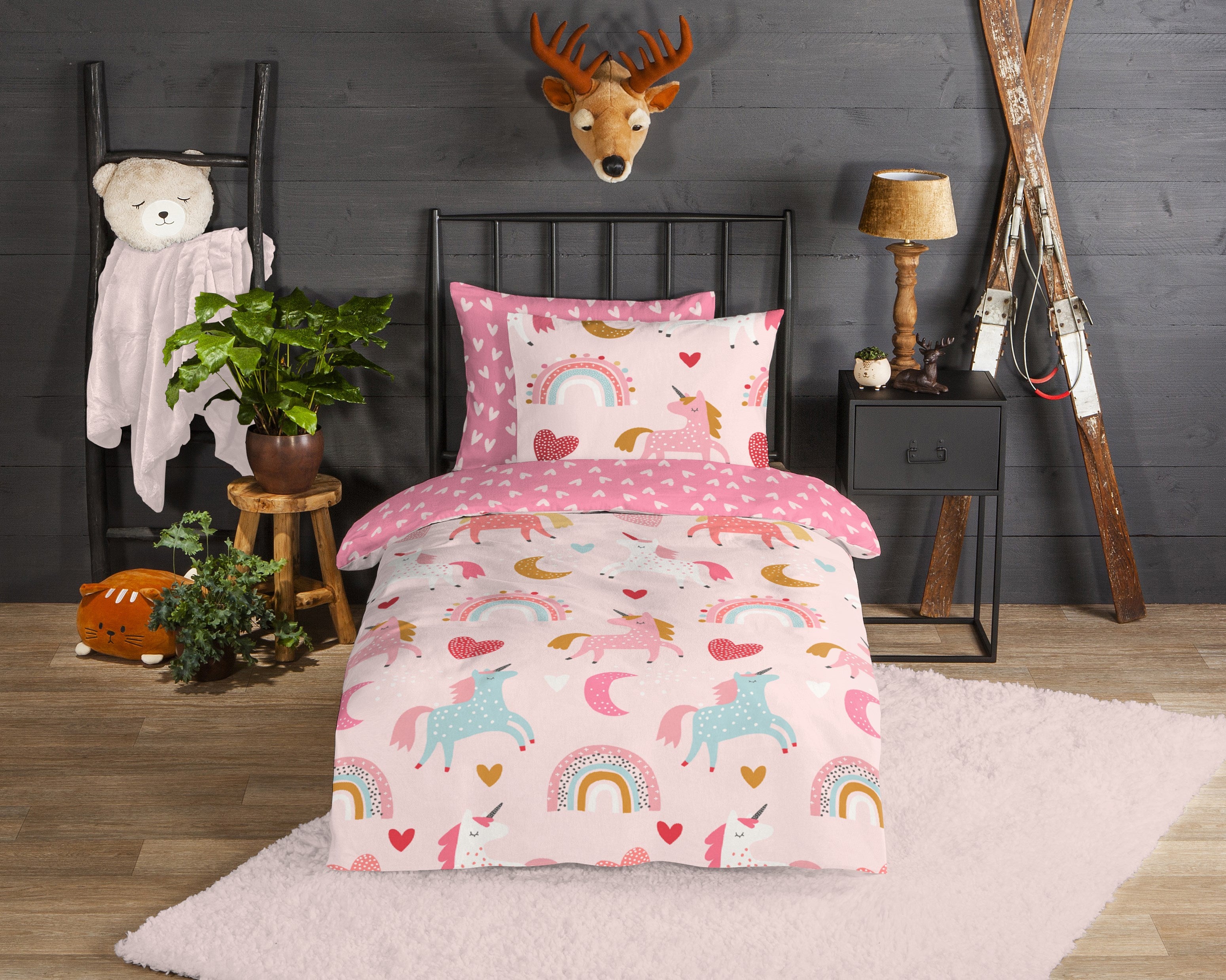 Good Morning Bettbezug, Flanell, Einhorn, Rosa