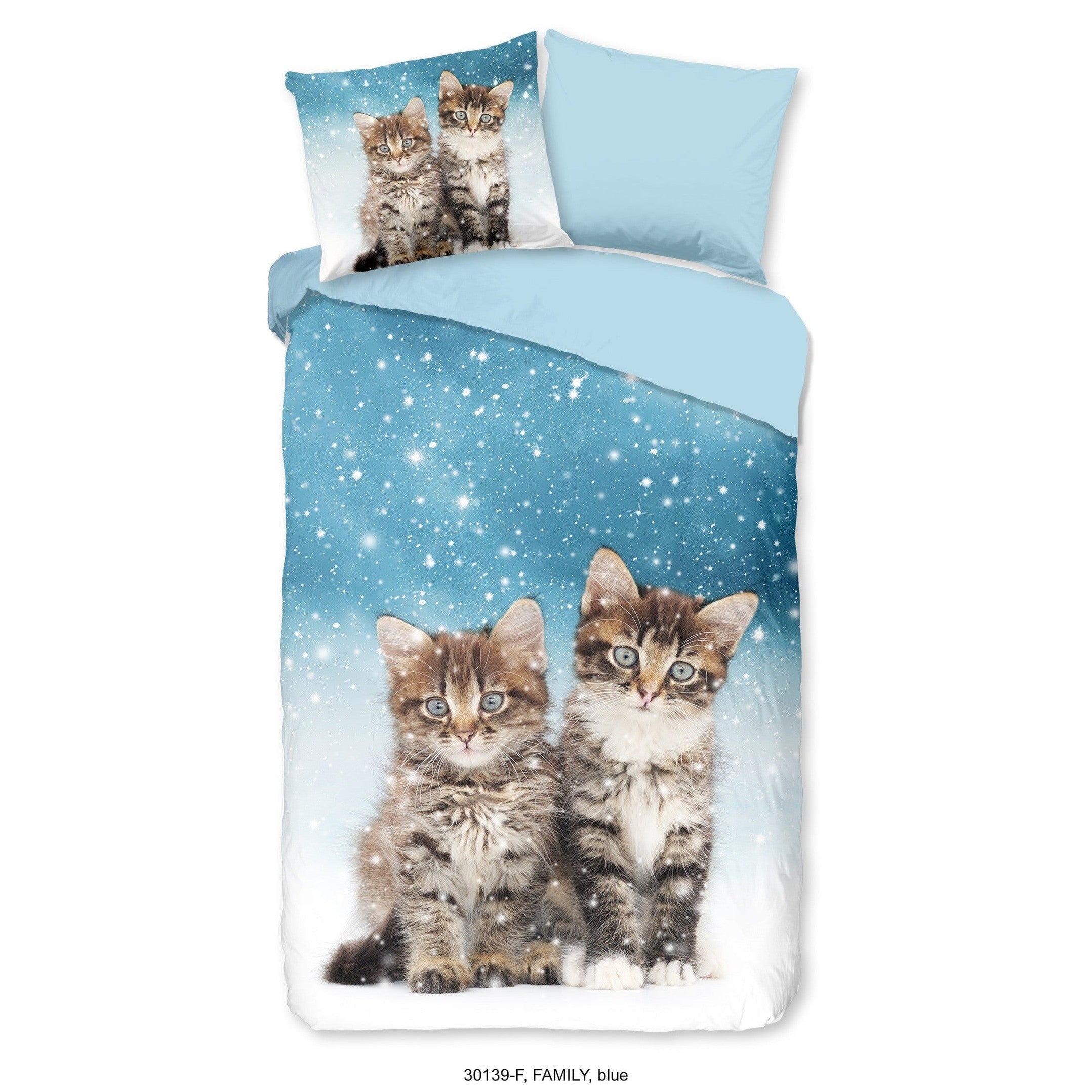 Good Morning Housse de Couette Flanelle Famille Bleu