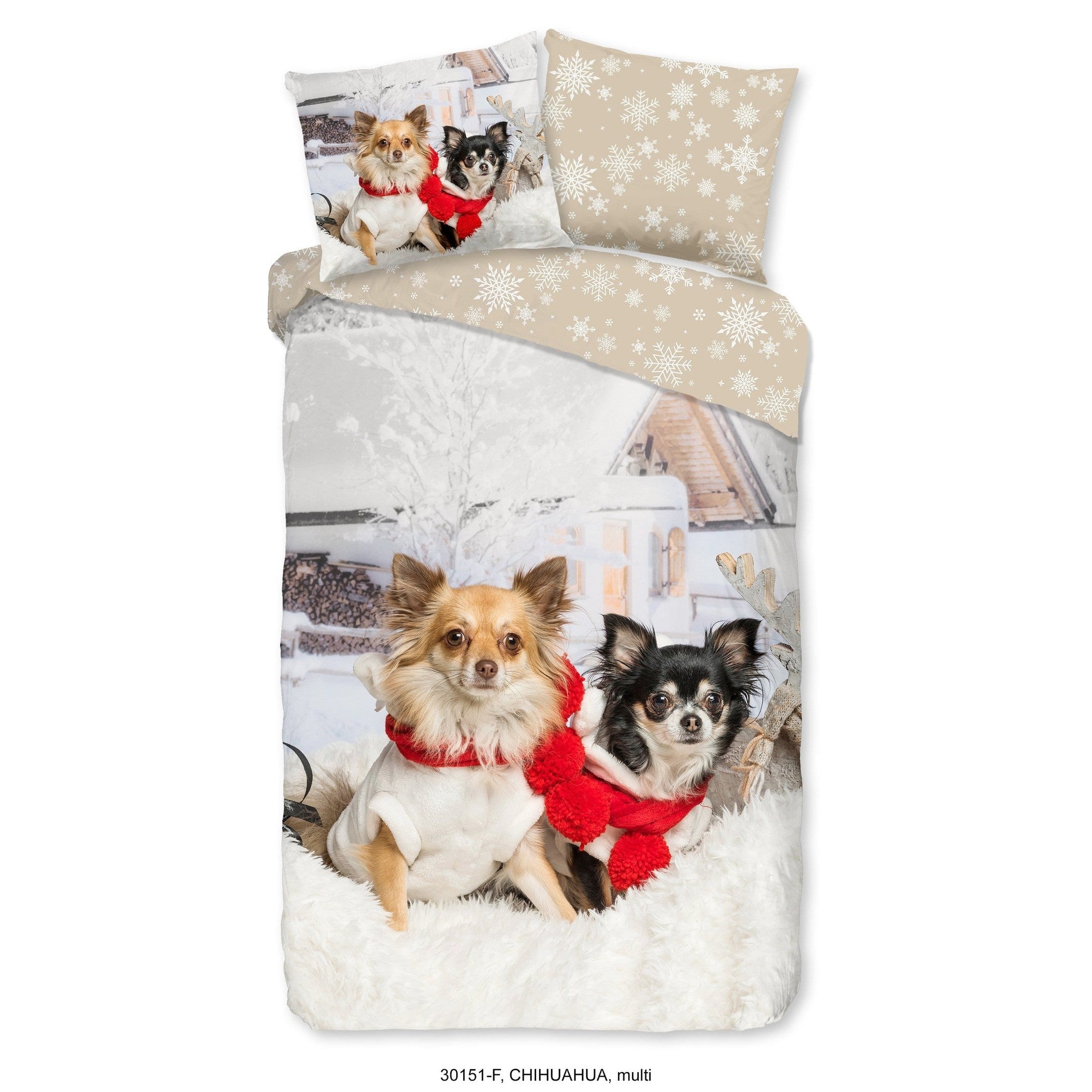 Good Morning Housse de Couette Flanelle Chihuahua Multi