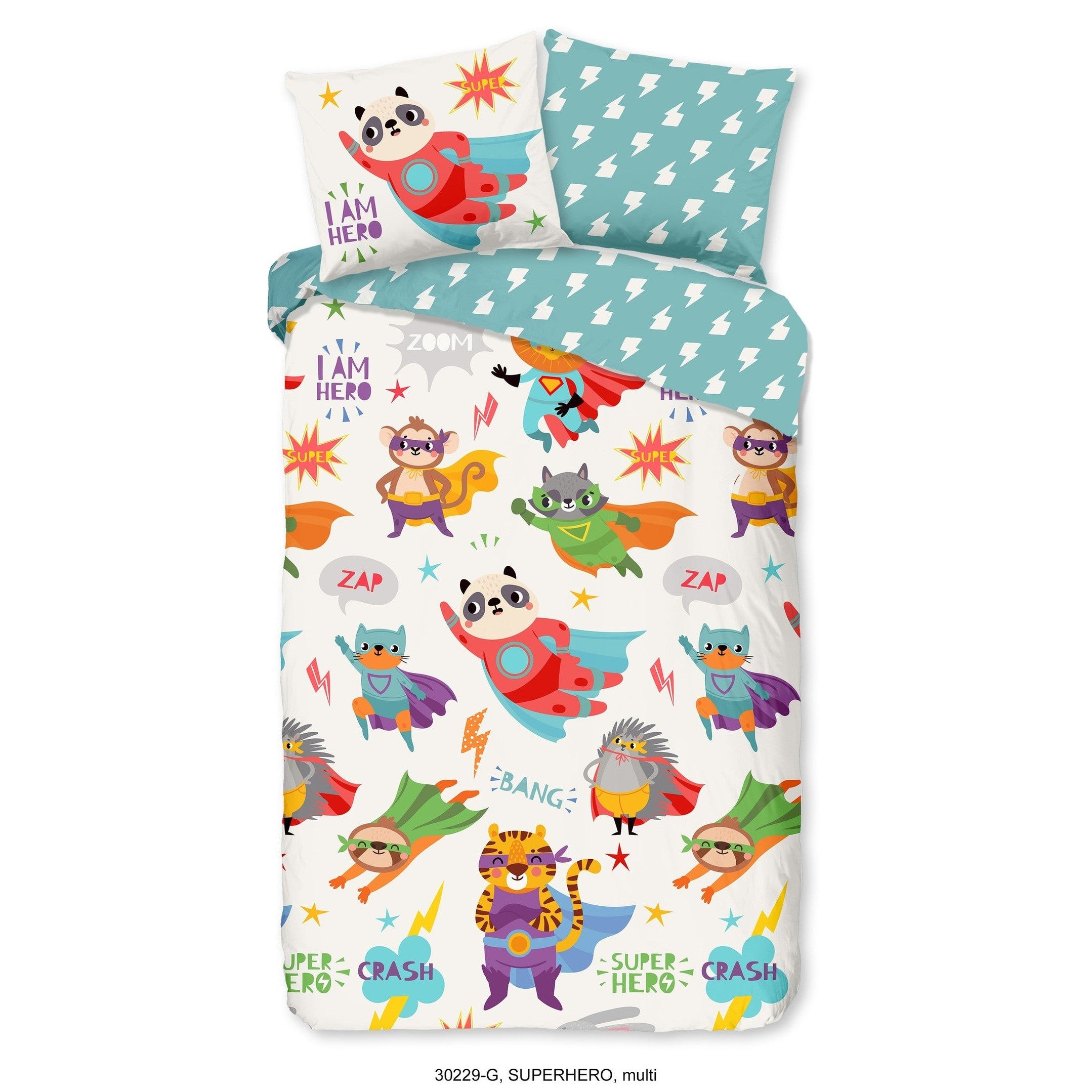 Good Morning Housse de Couette Coton Super-Héros Multi