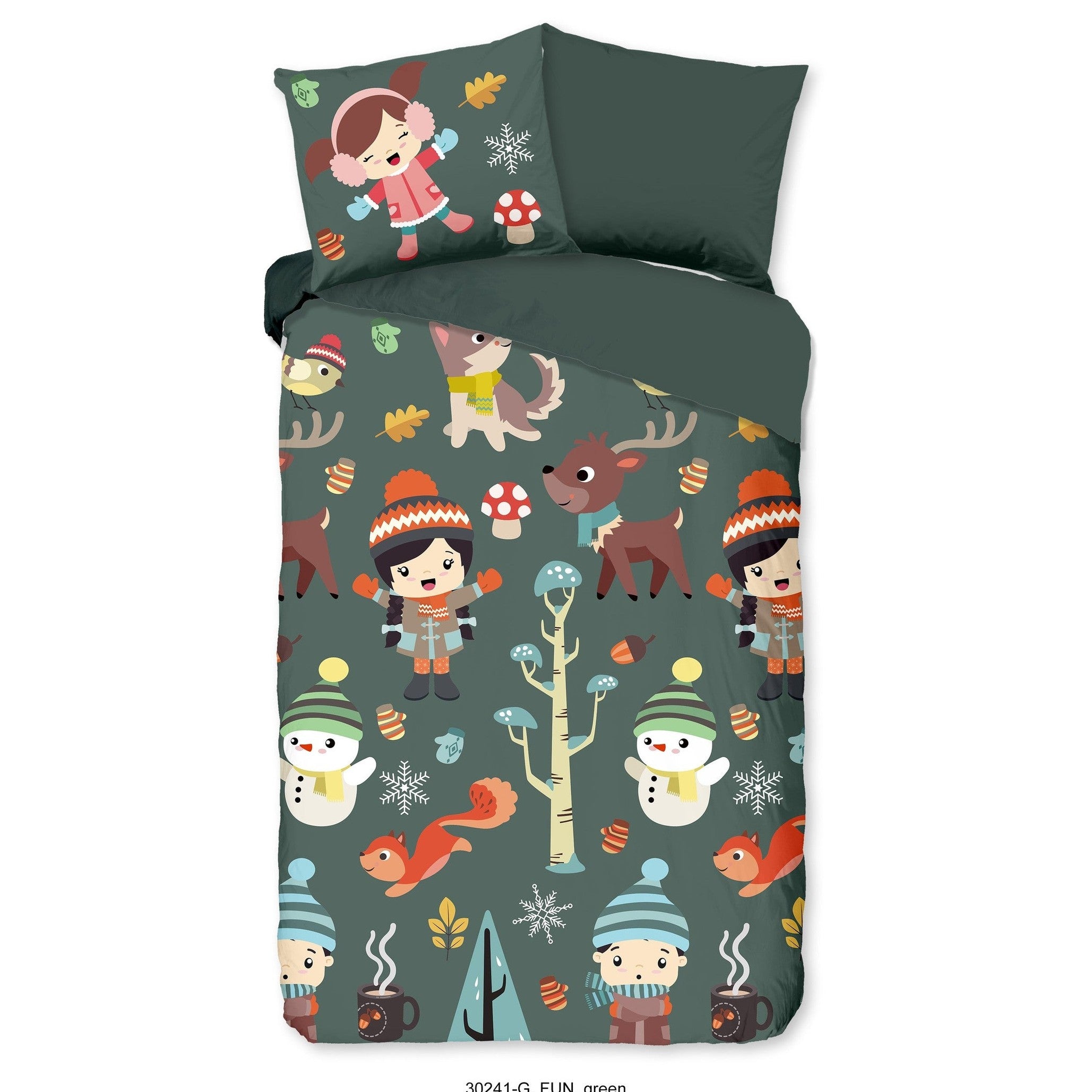 Good Morning Housse de Couette Coton Fun Vert