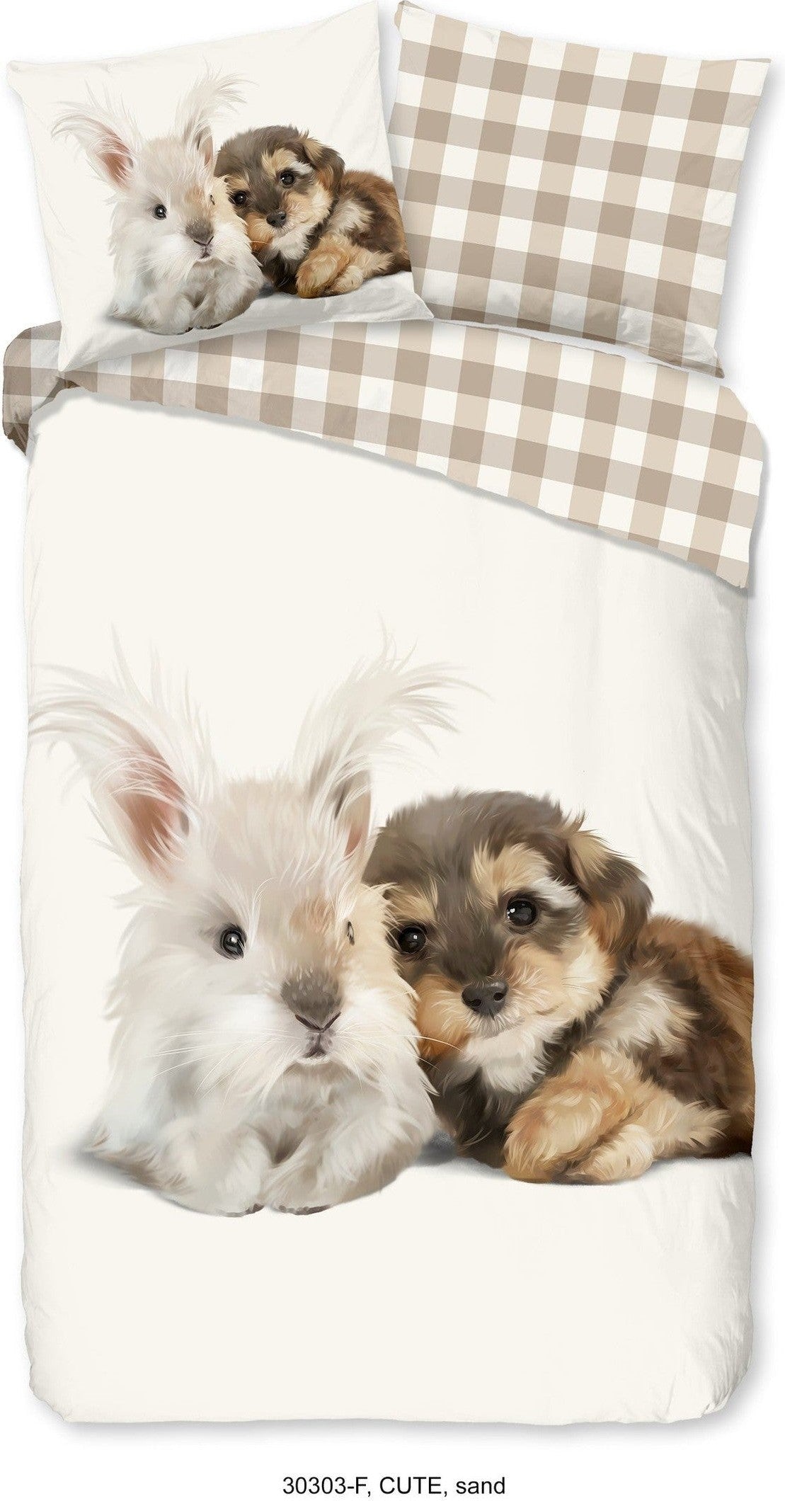 Good Morning Housse de Couette Flanelle Mignon Sable