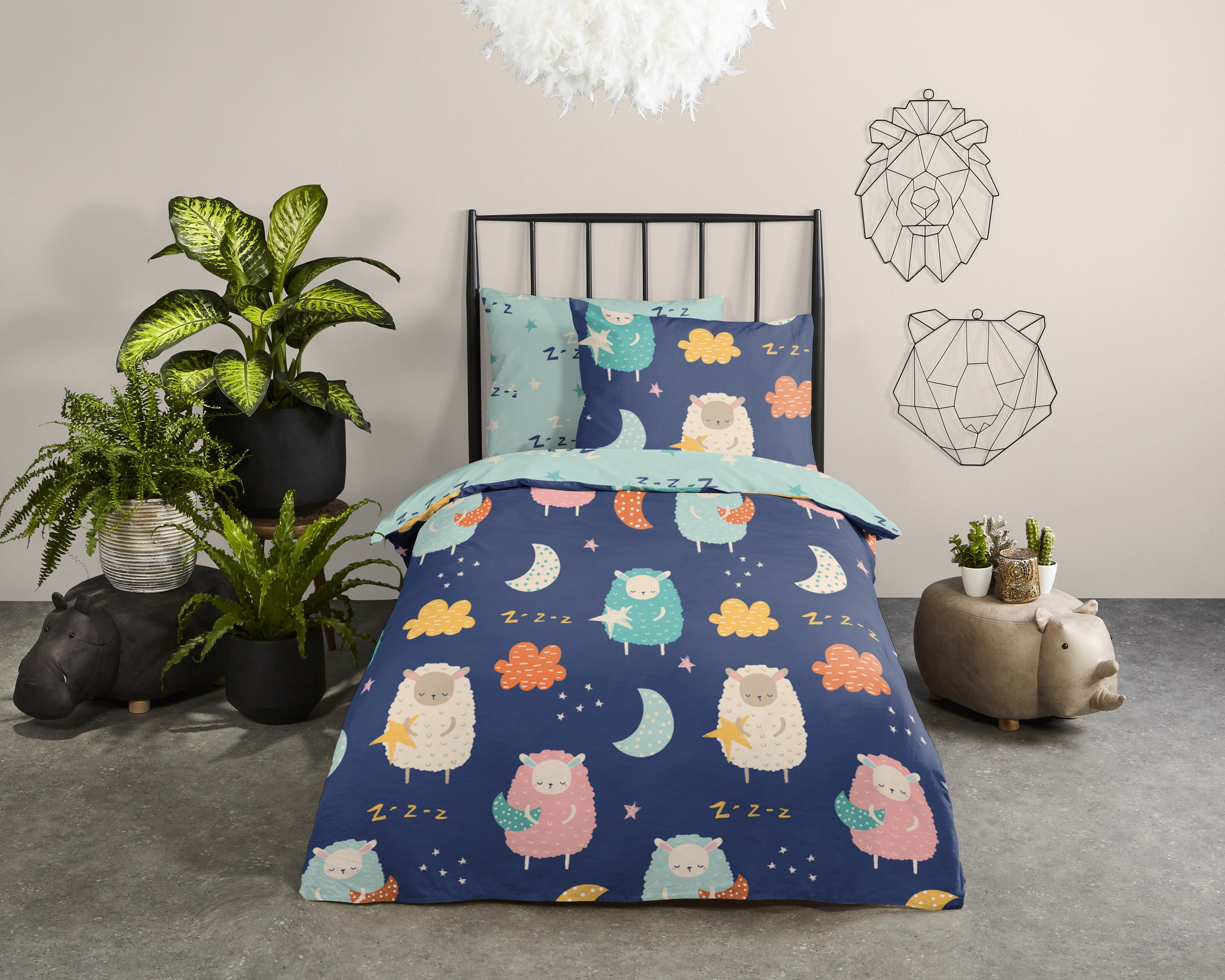 Good Morning Housse de Couette Coton Mouton Multi