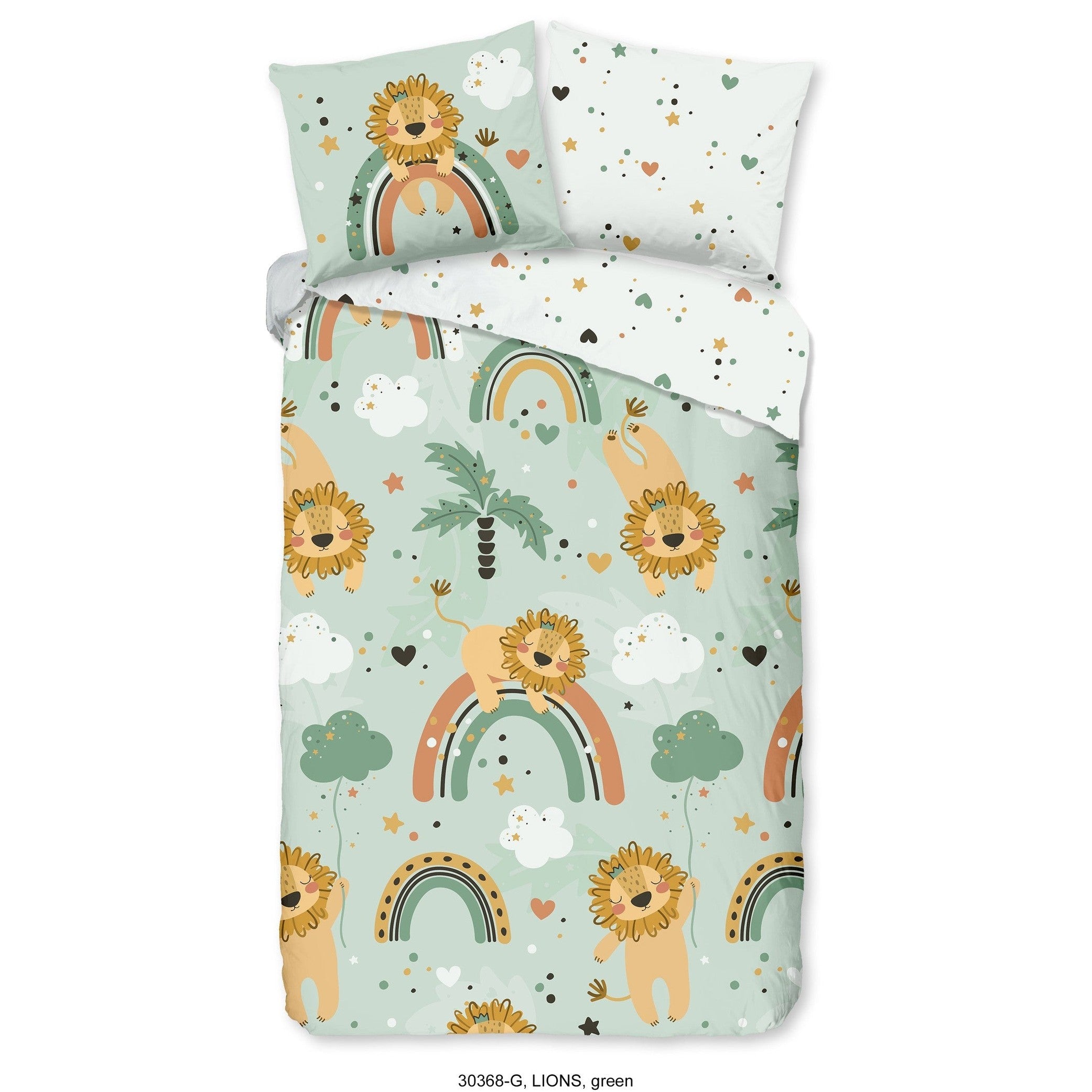 Good Morning Housse de Couette Coton Lions Vert