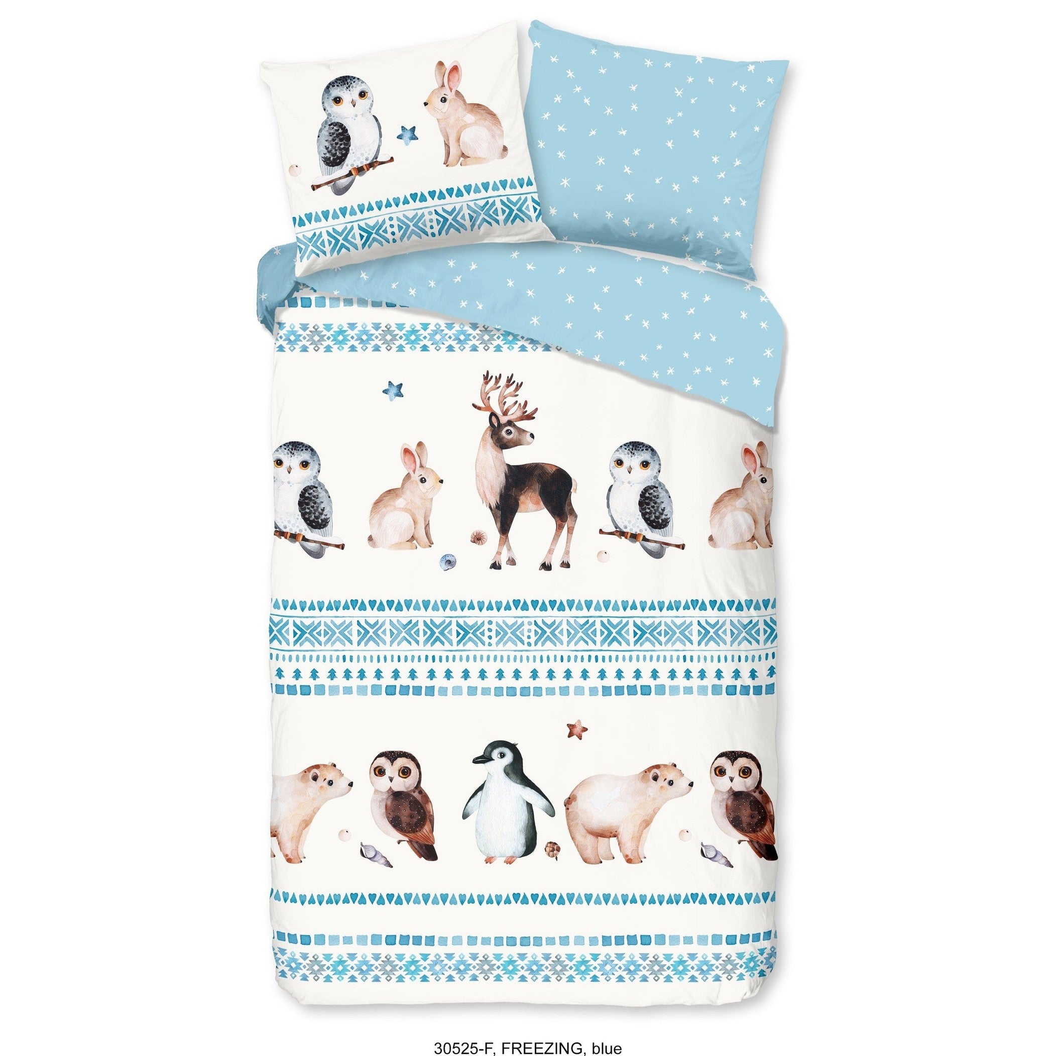 Good Morning Housse de Couette Flanelle Bleu Glacial