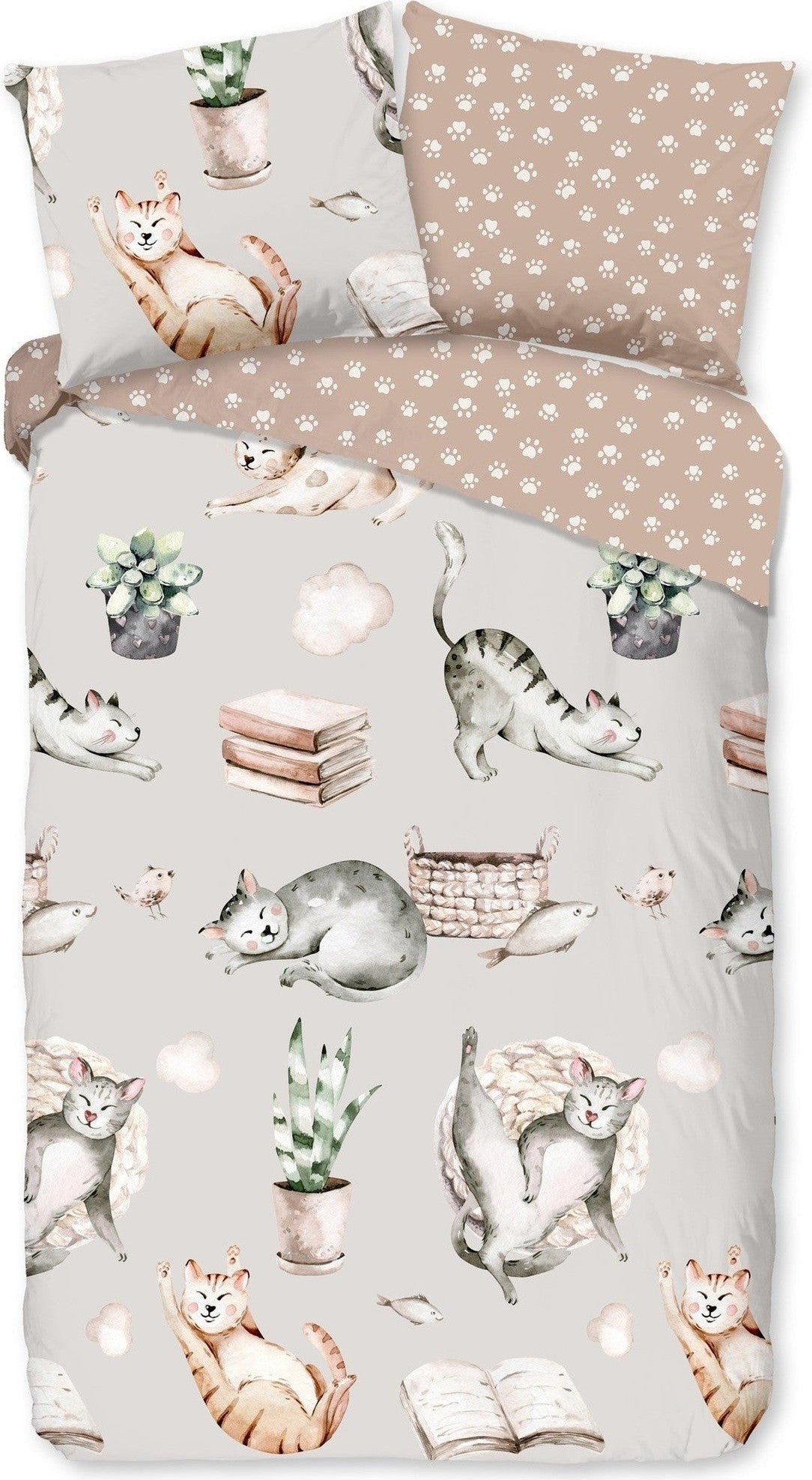 Good Morning Dekbedovertrek Katoen Catlife Grijs