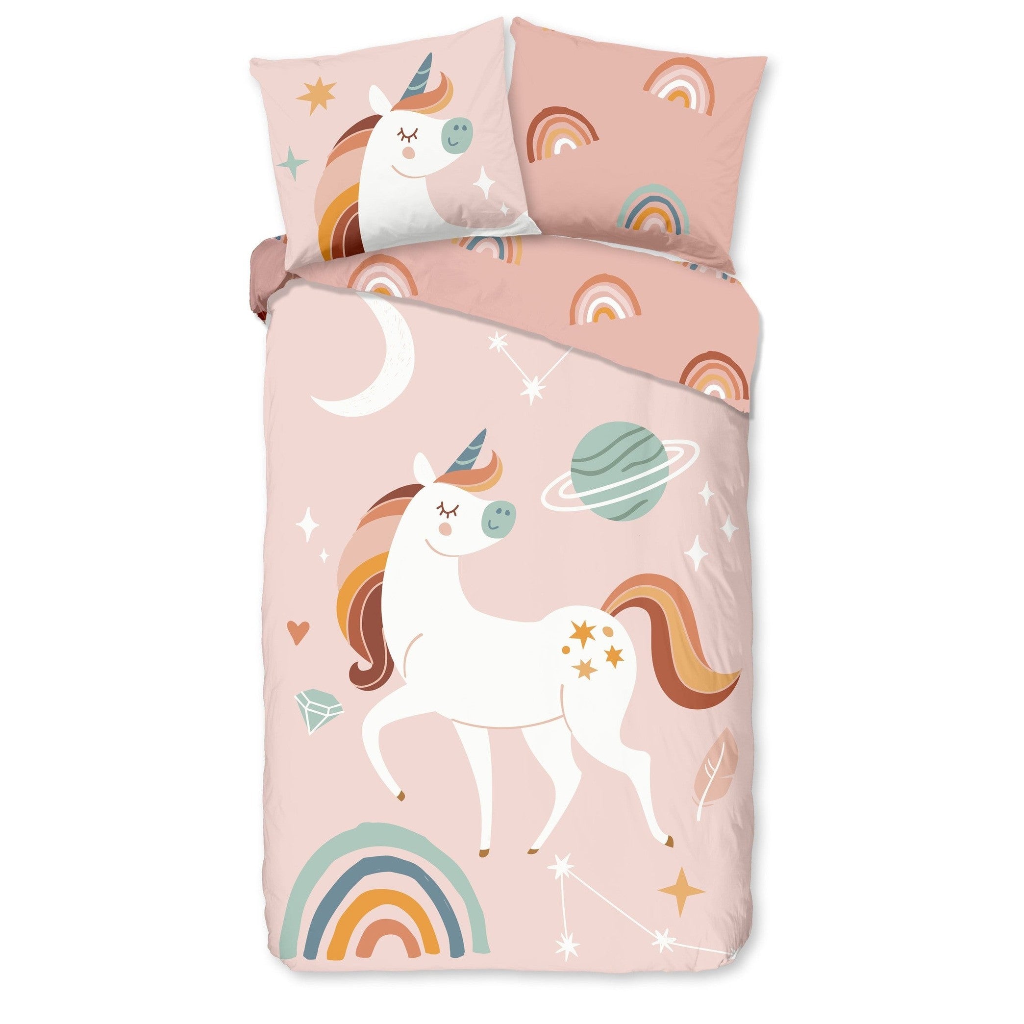 Good Morning Housse de Couette Flanelle Unidance Rose