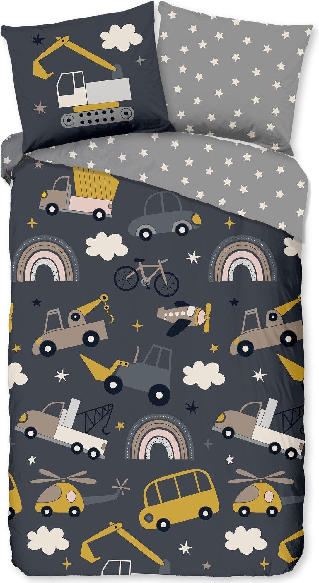 Good Morning Housse de Couette Coton Rush Gris