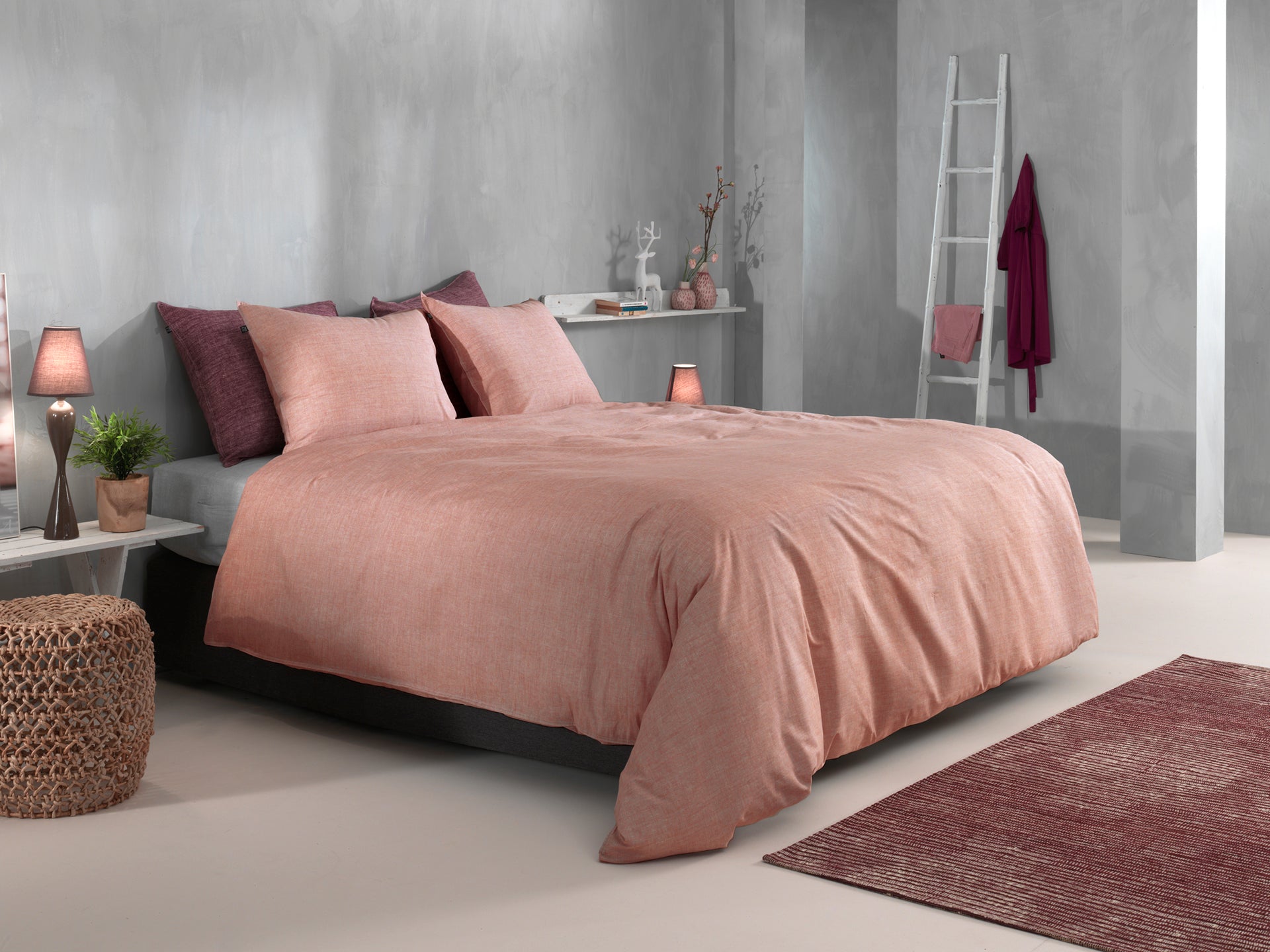 Zo Home dekbedovertrek Lino Old Rose katoen