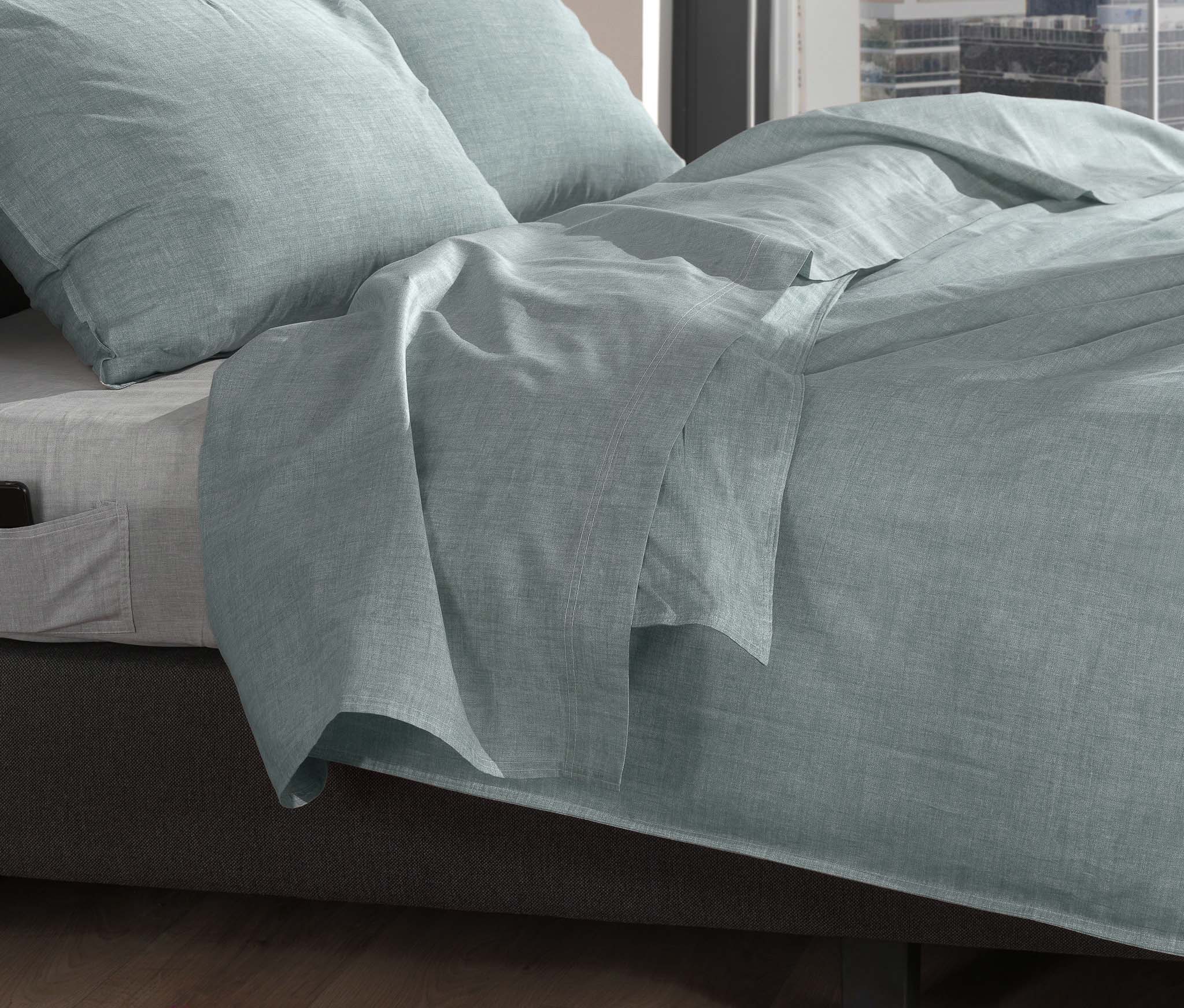 Zo Home laken Lino Stone Blue katoen