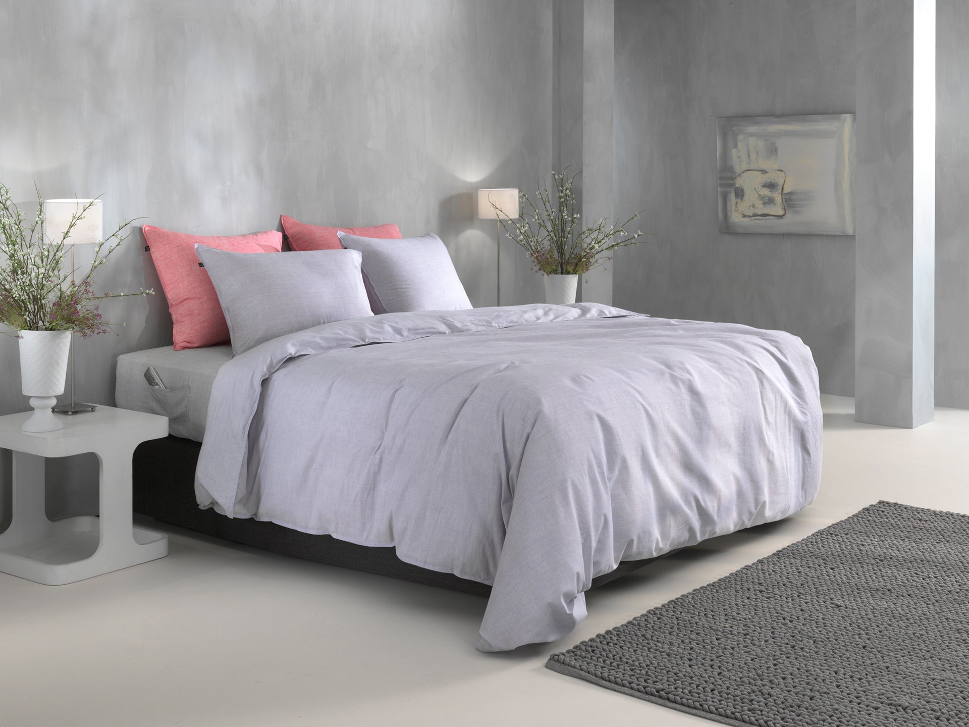 Zo Home dekbedovertrek Lino Grey Lilac katoen