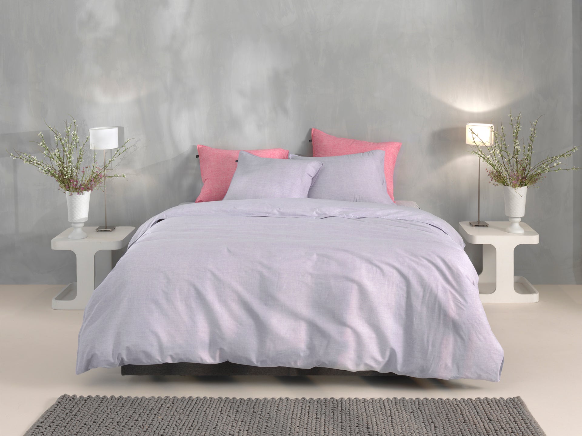 Zo Home dekbedovertrek Lino Grey Lilac katoen