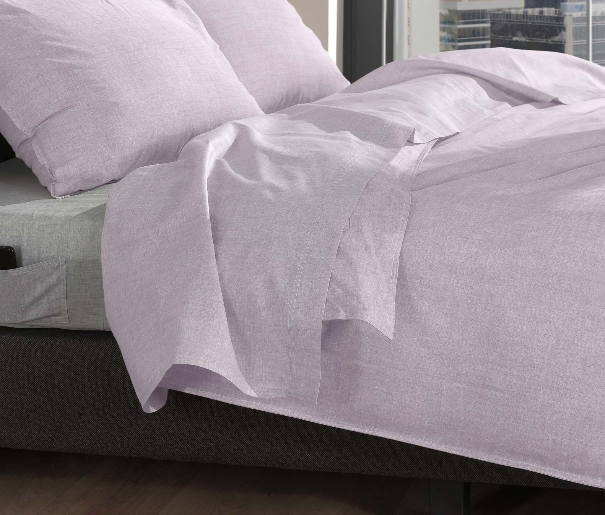Zo Home laken Lino Grey Lilac katoen