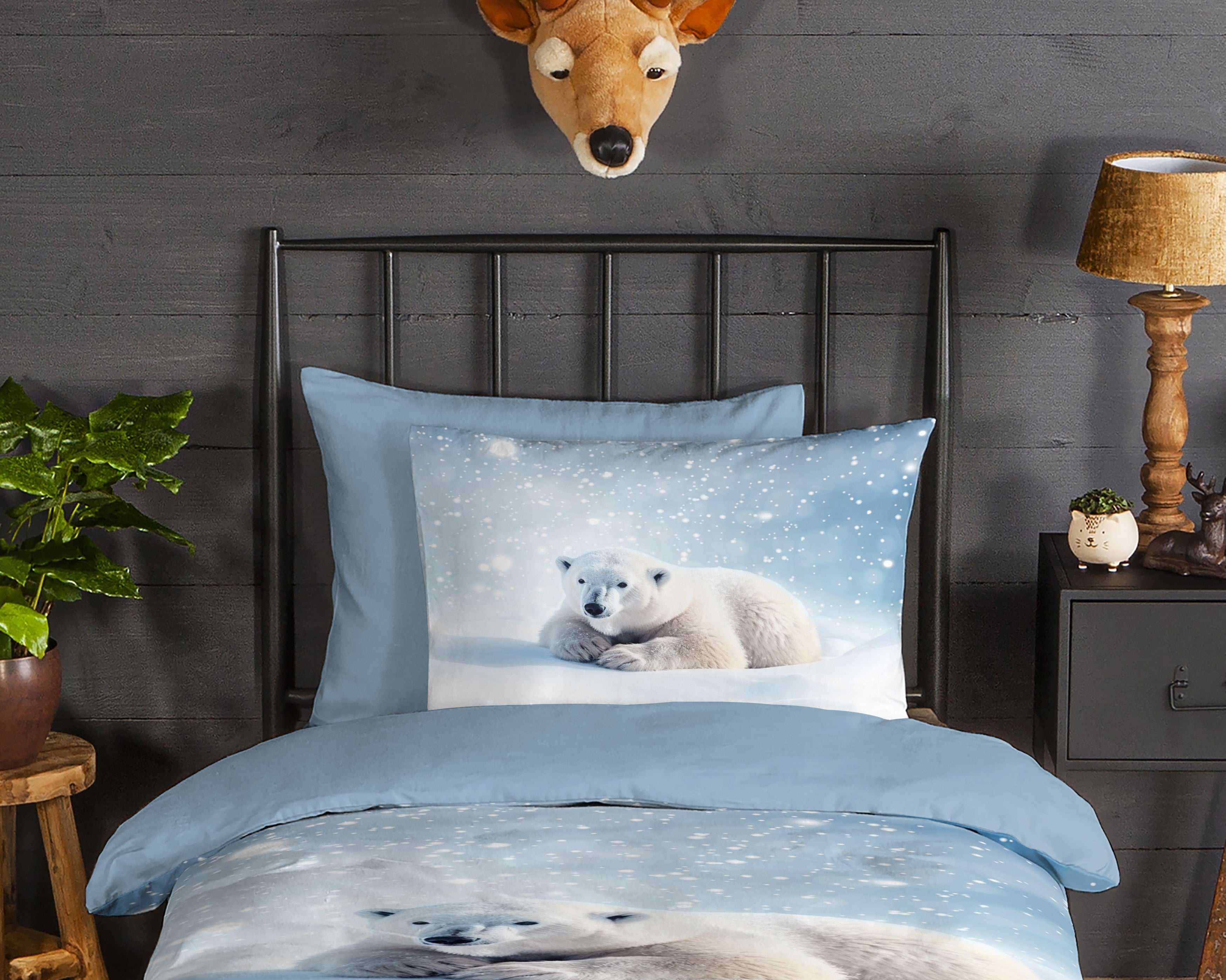 Good Morning Housse de Couette Flanelle Esben Bleu