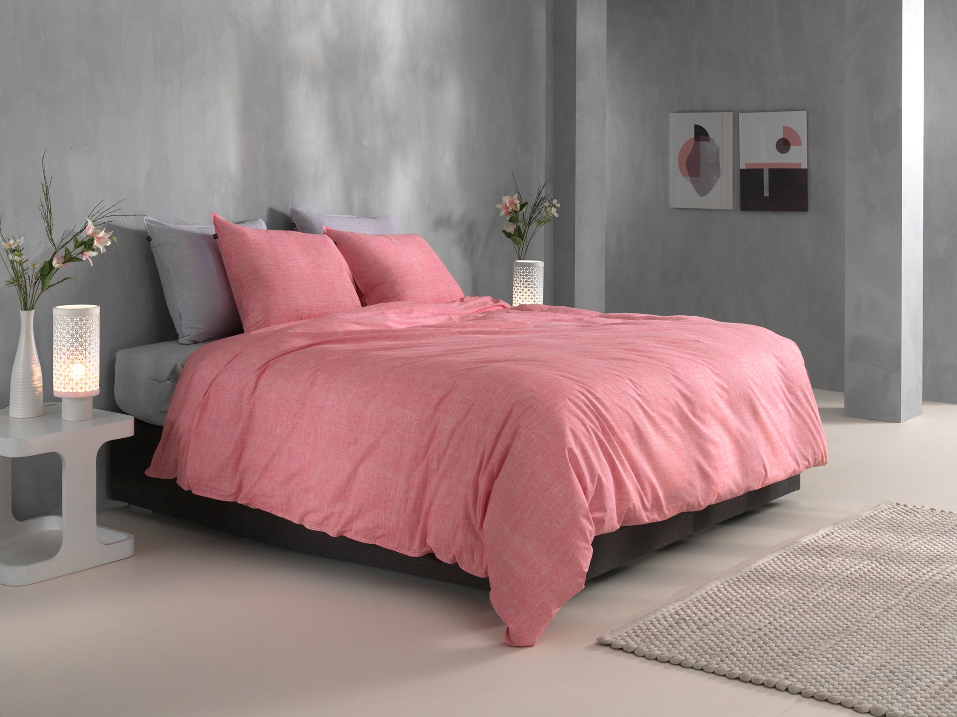 Zo Home dekbedovertrek Lino Shell Red katoen