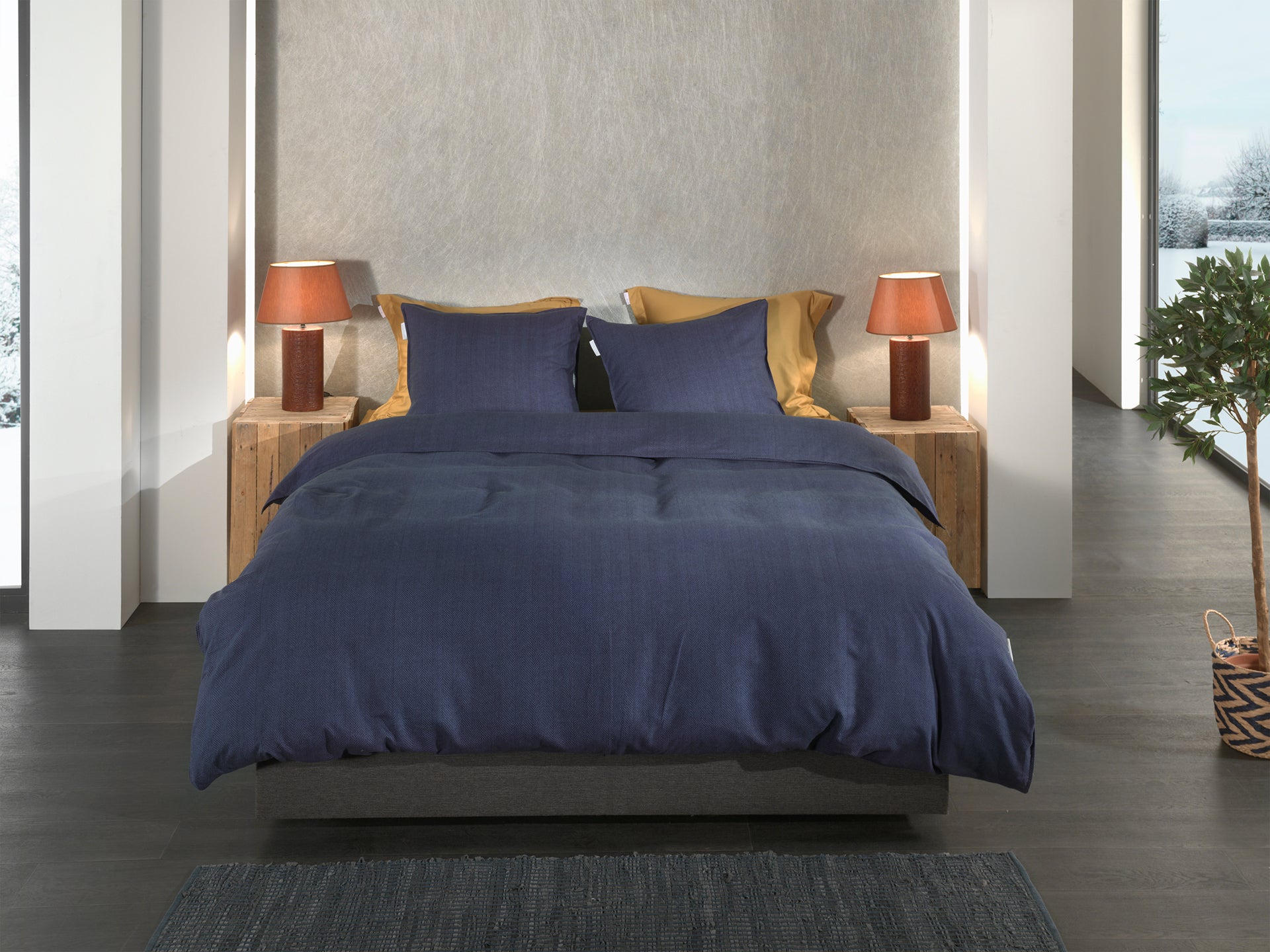 Heckettlane dekbedovertrek Spina Dark Blue flanel