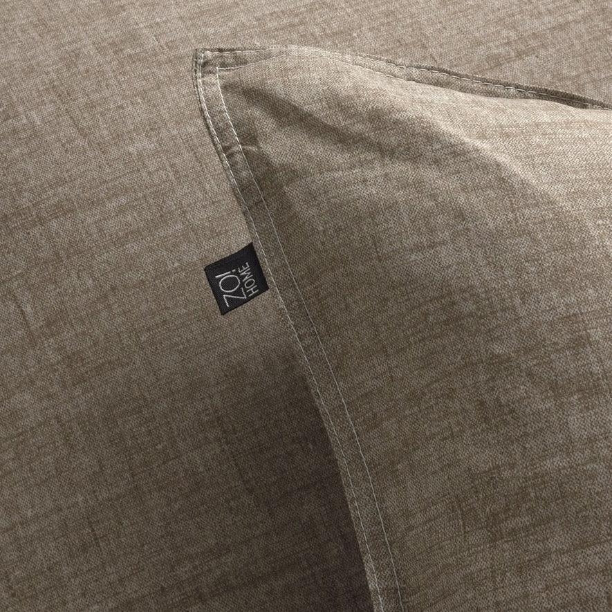 Zo Home Dekbedovertrek Lino Palm Taupe Katoen - Bedtextielonline.be