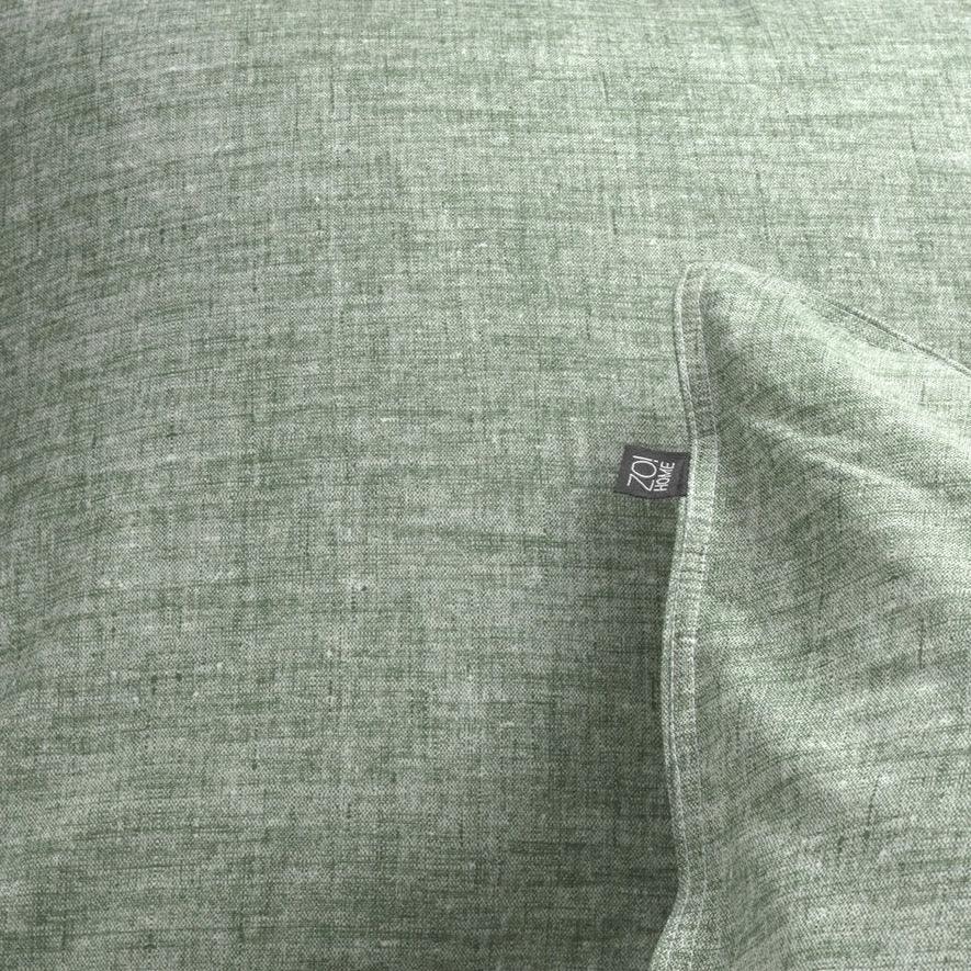 Zo Home Dekbedovertrek Lino Moss Green Katoen - Bedtextielonline.be