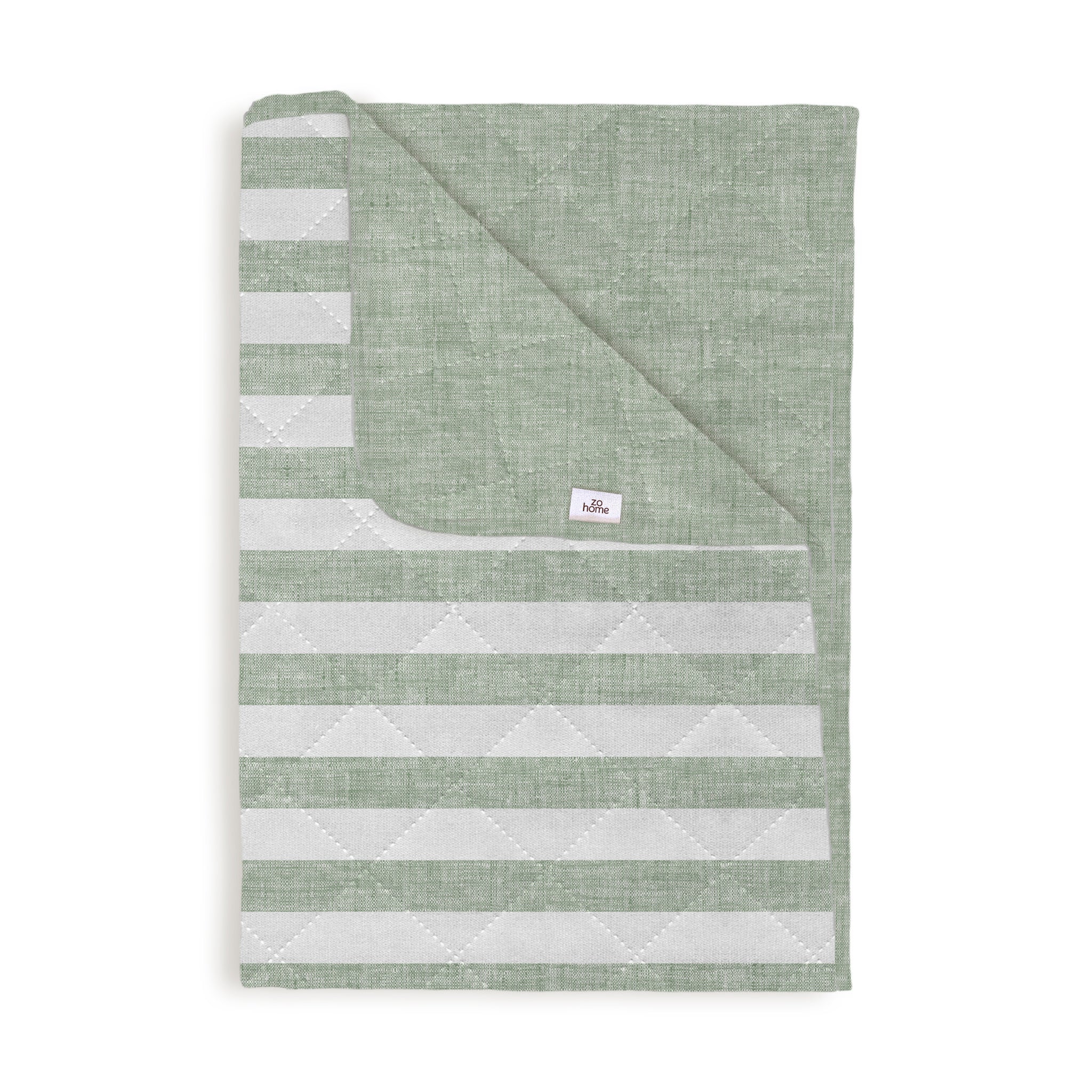 Zo Home bedsprei Banda di Lino Moss Green polyester