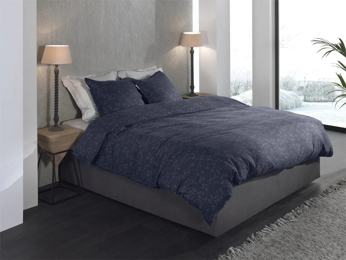 Heckettlane Dekbedovertrek Flanel Alloro Dark Blue