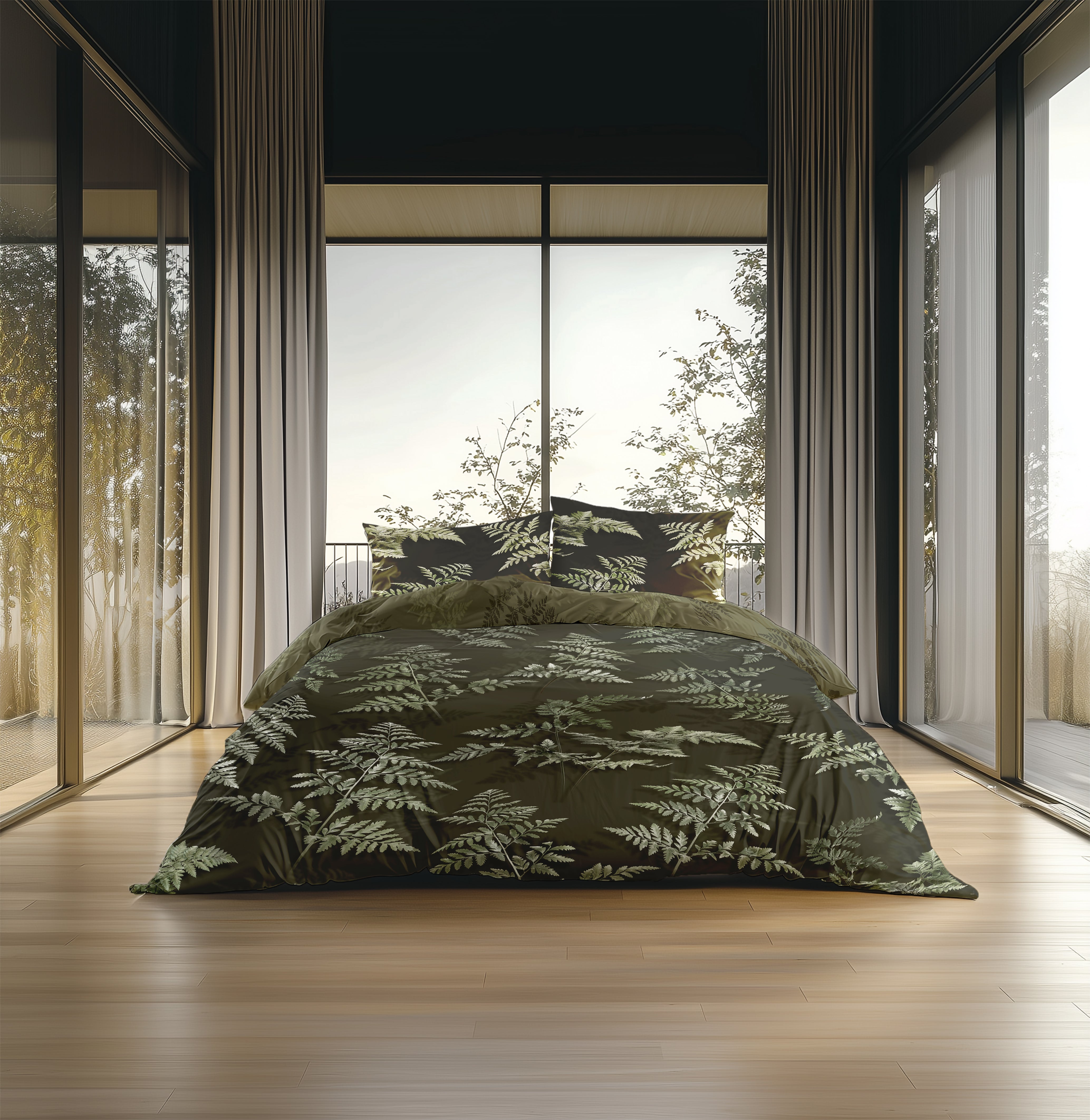 Heckettlane dekbedovertrek Rua Forest Green katoen-satijn