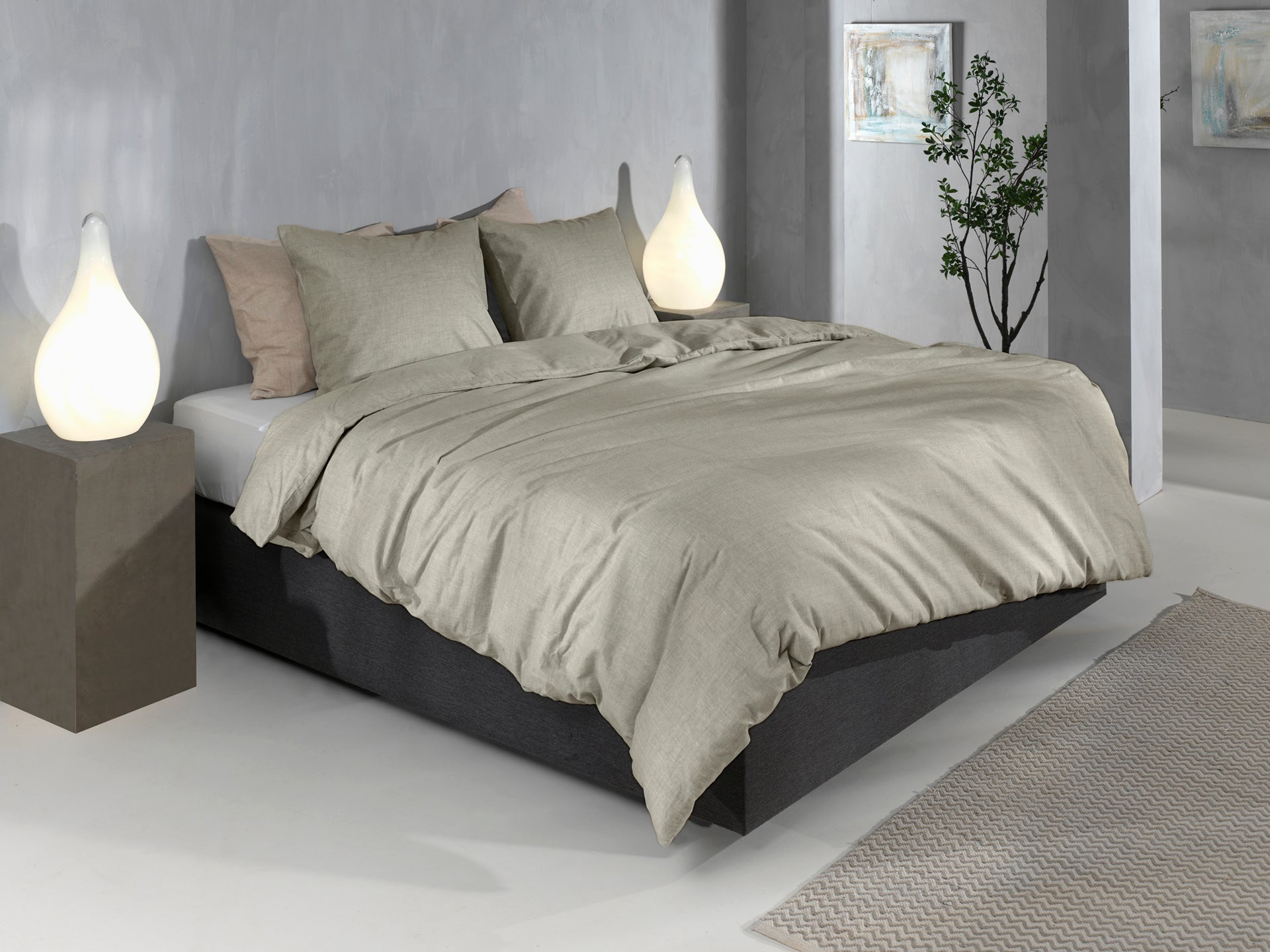 Zo Home dekbedovertrek Flanella di Lino Khaki Beige flanel