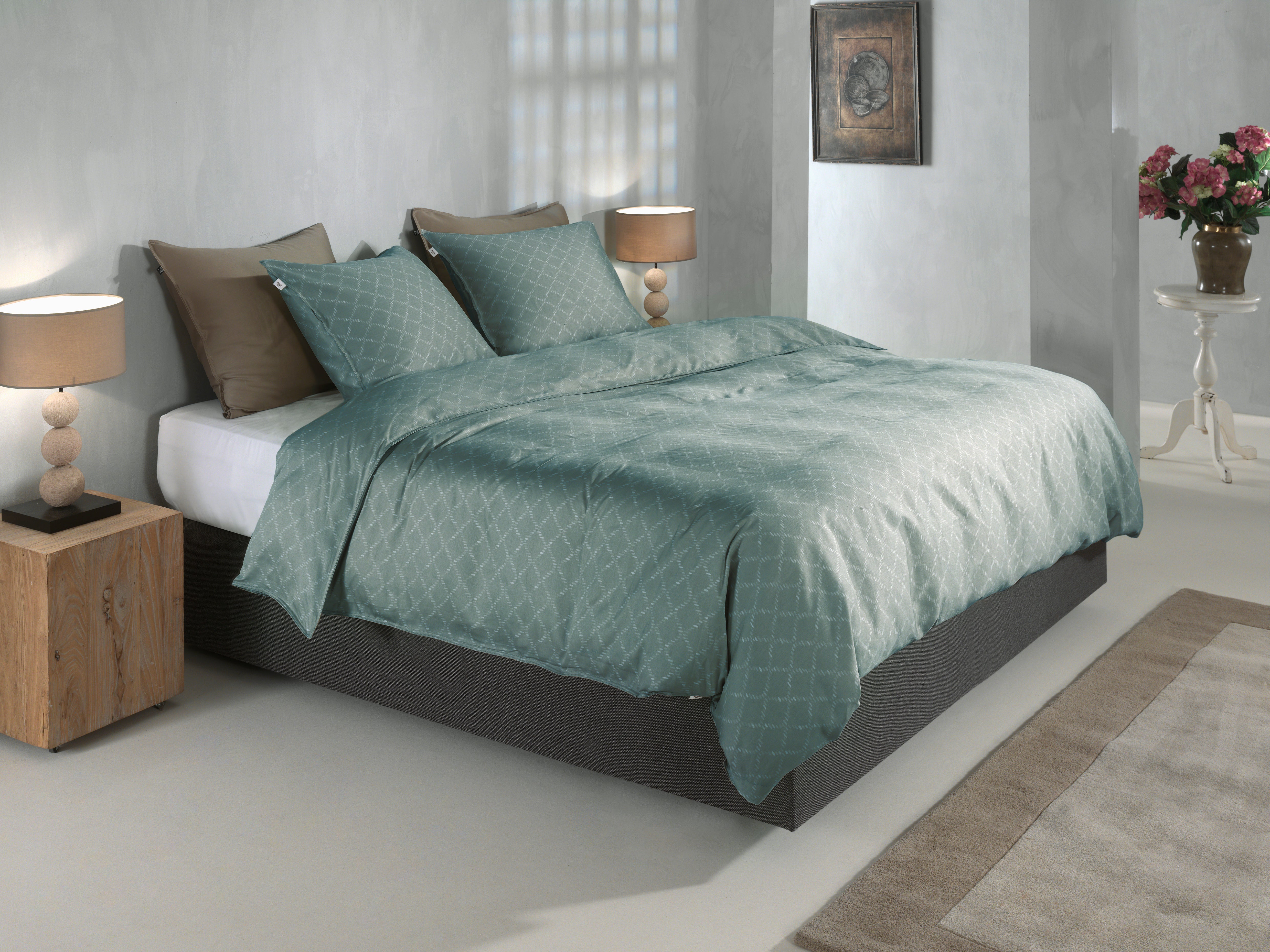 Zo Home dekbedovertrek Linea di Satinado Drizzle Green katoen-satijn