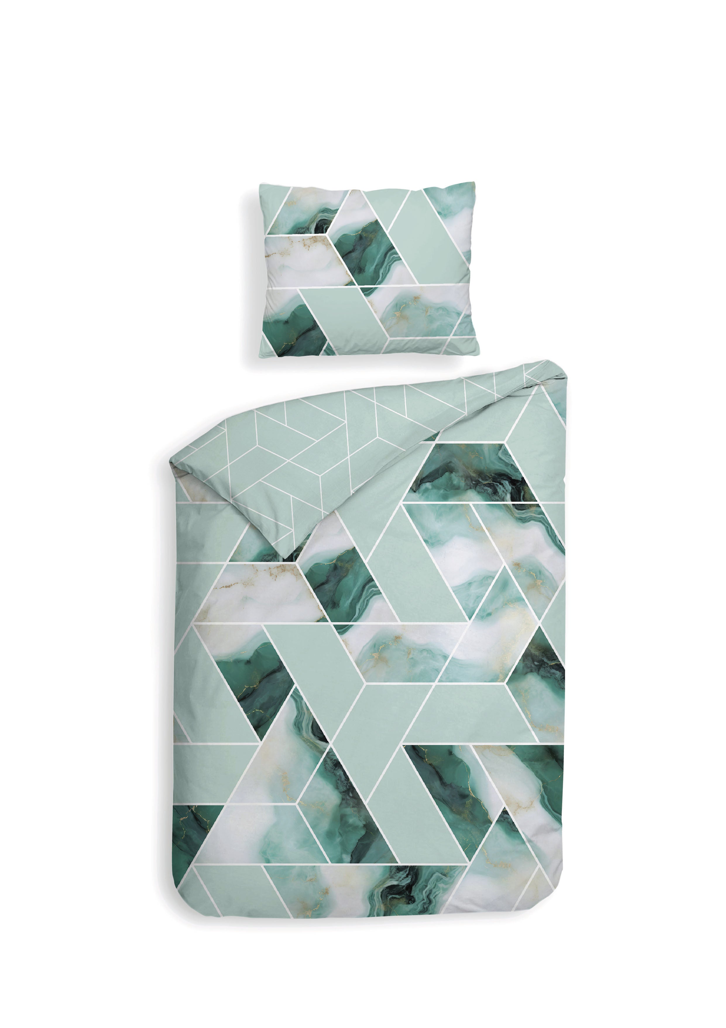 Heckettlane dekbedovertrek Yarra Sea Green katoen-satijn