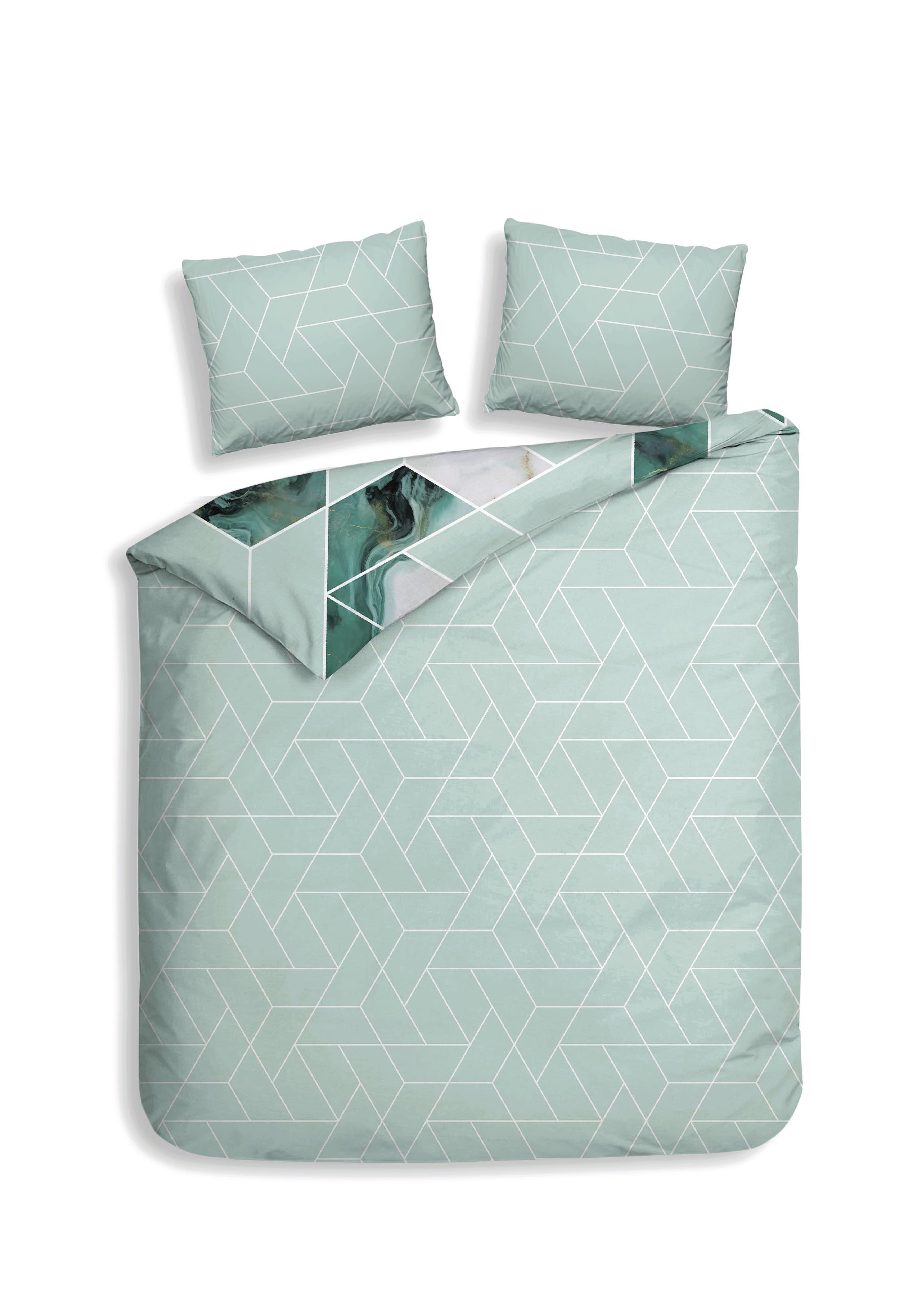 Heckettlane dekbedovertrek Yarra Sea Green katoen-satijn