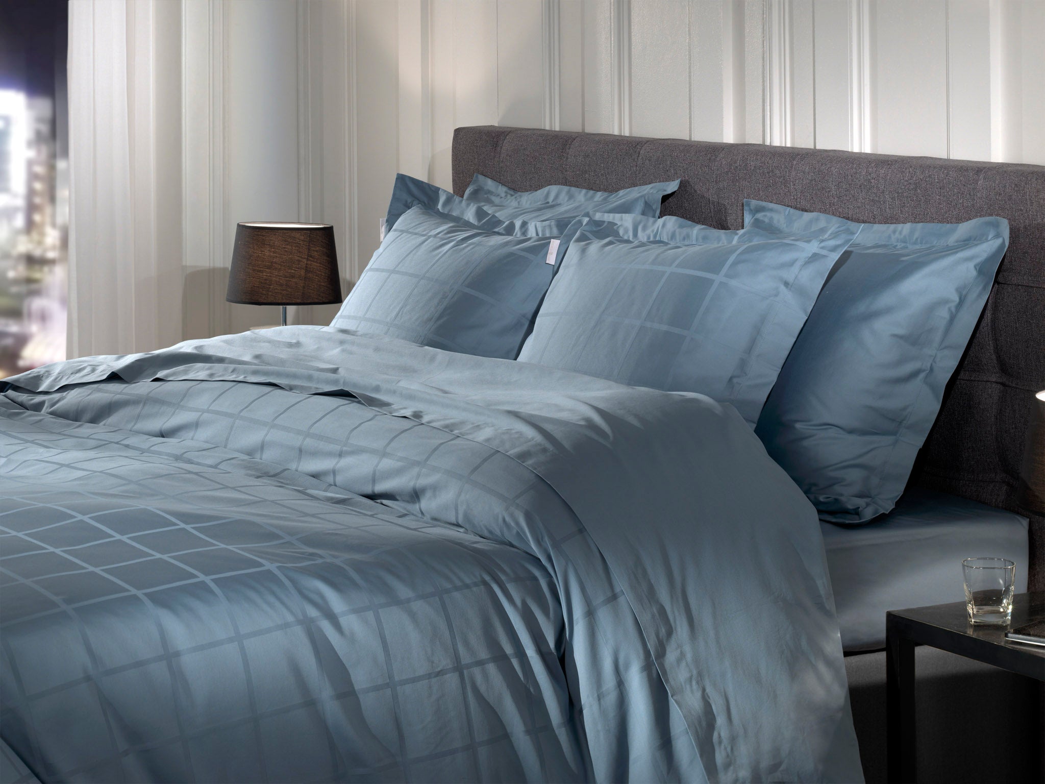 Heckettlane dekbedovertrek Diamante Colonial Blue katoen-satijn