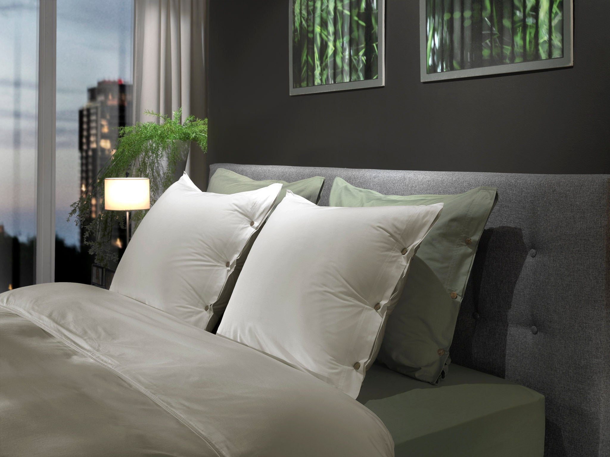 Yellow dekbedovertrek Percale Tender Grey katoen percale