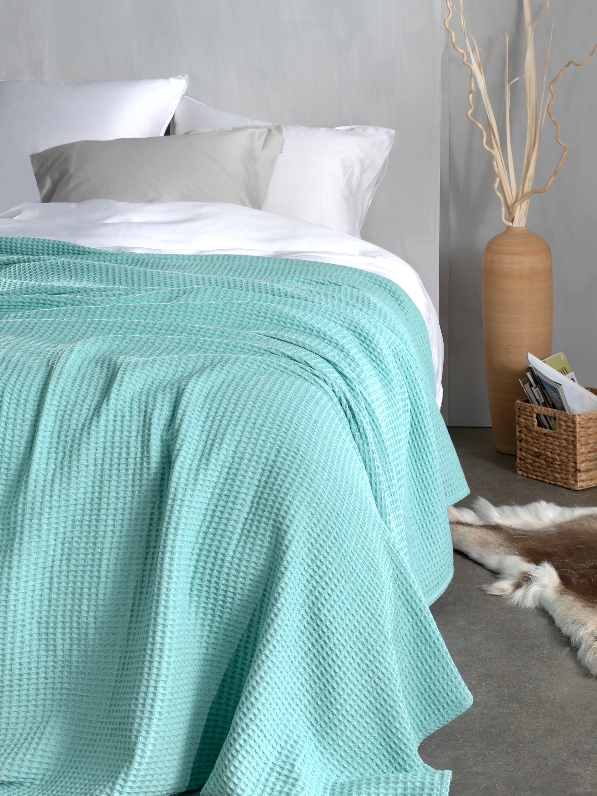 Heckettlane bedsprei Wafel Sea Green katoen